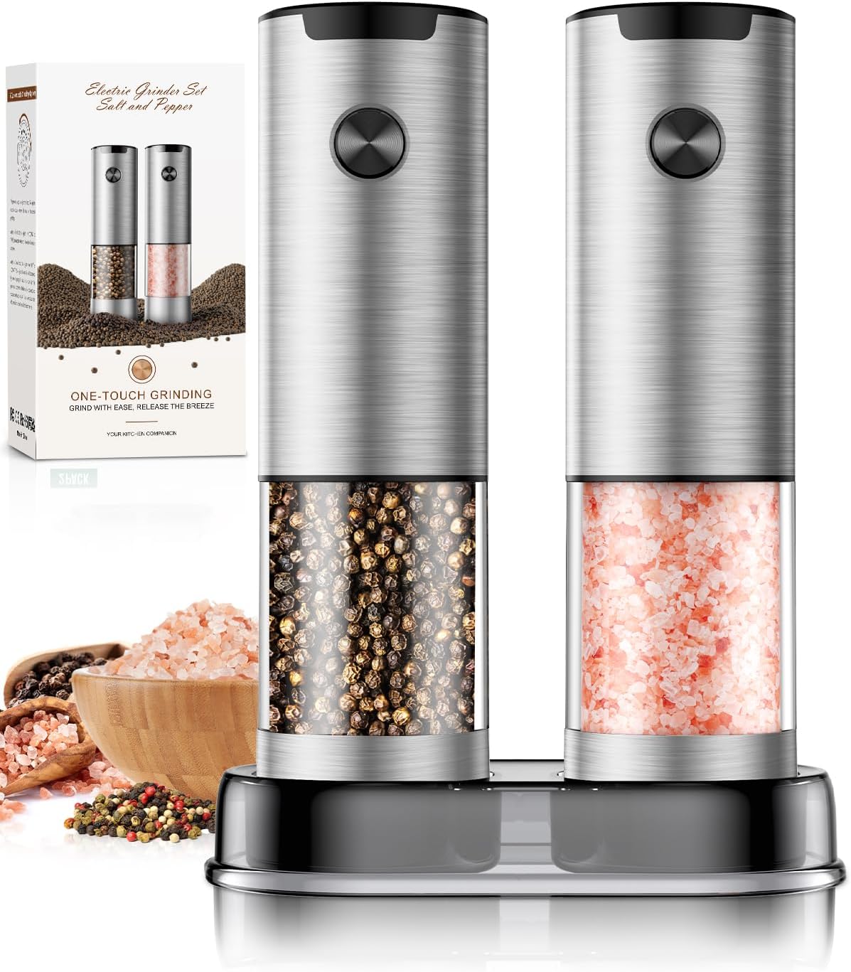 Electric Salt and Pepper Grinder Set