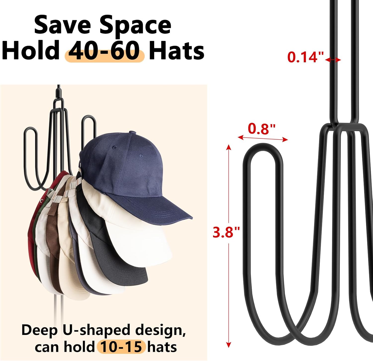 Hat Hangers for Closet Stainless Steel Hat Organizer