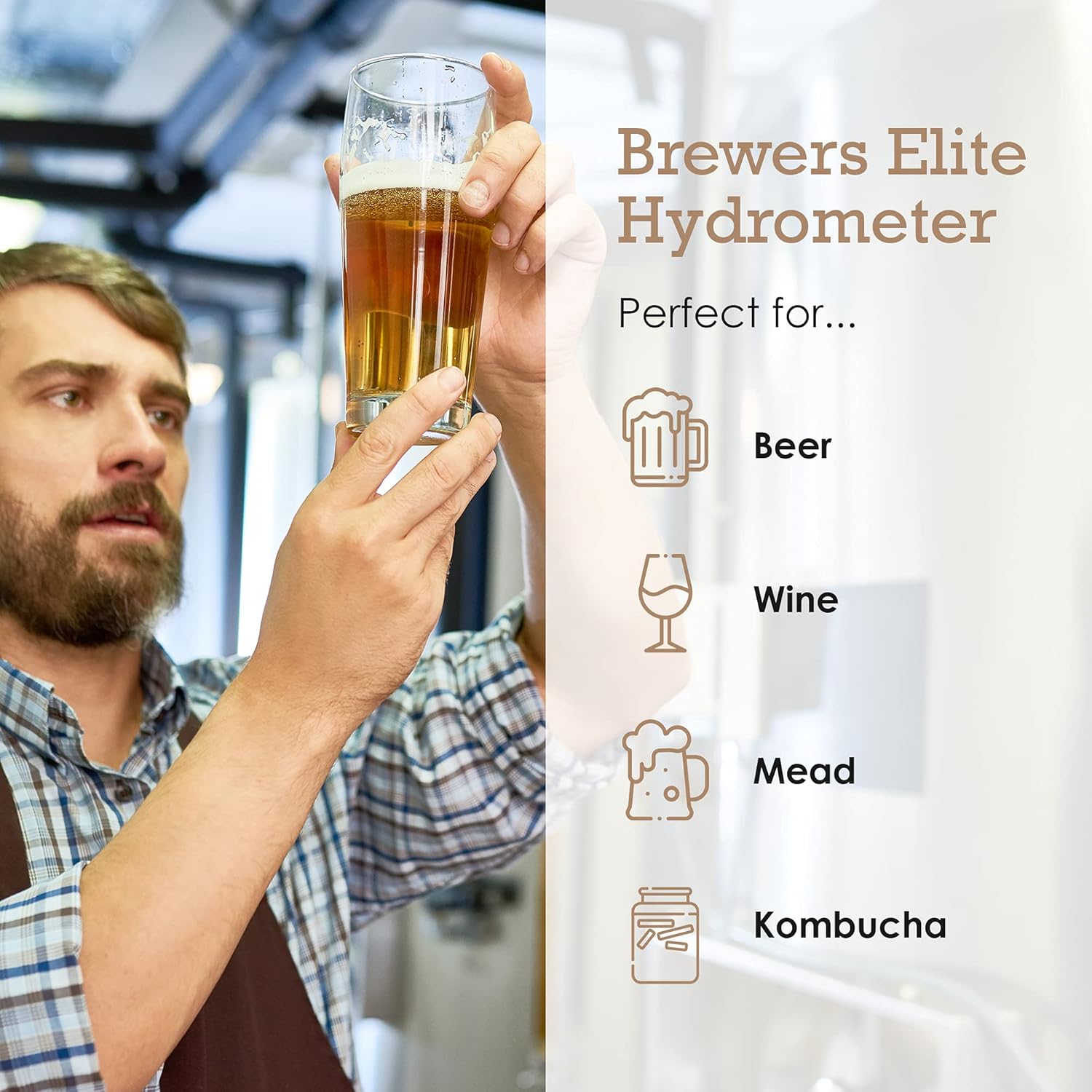 Brewer's Elite Hydrometer & Plastic Test Jar for Home