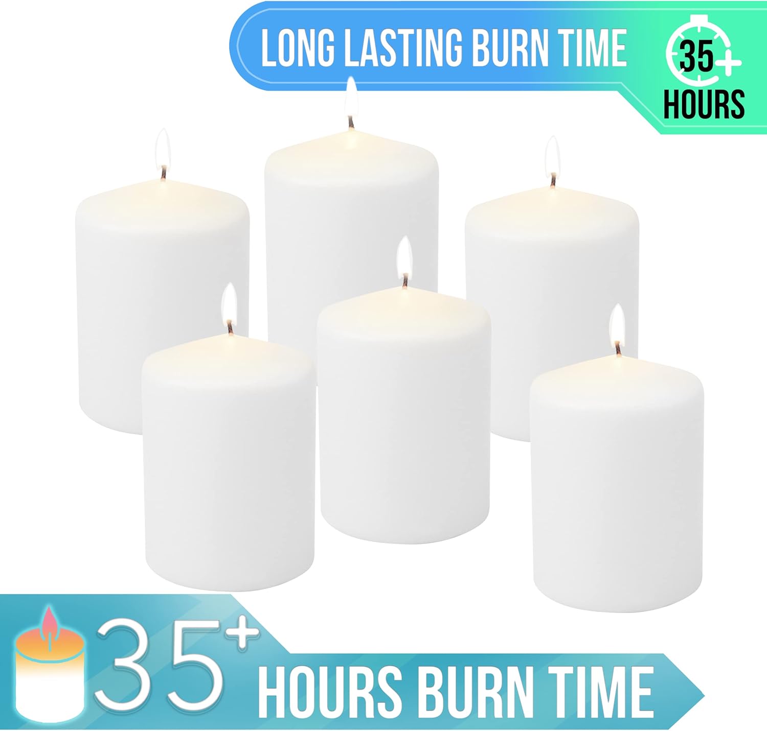 Stonebriar Unscented White Tall Pillar Candles
