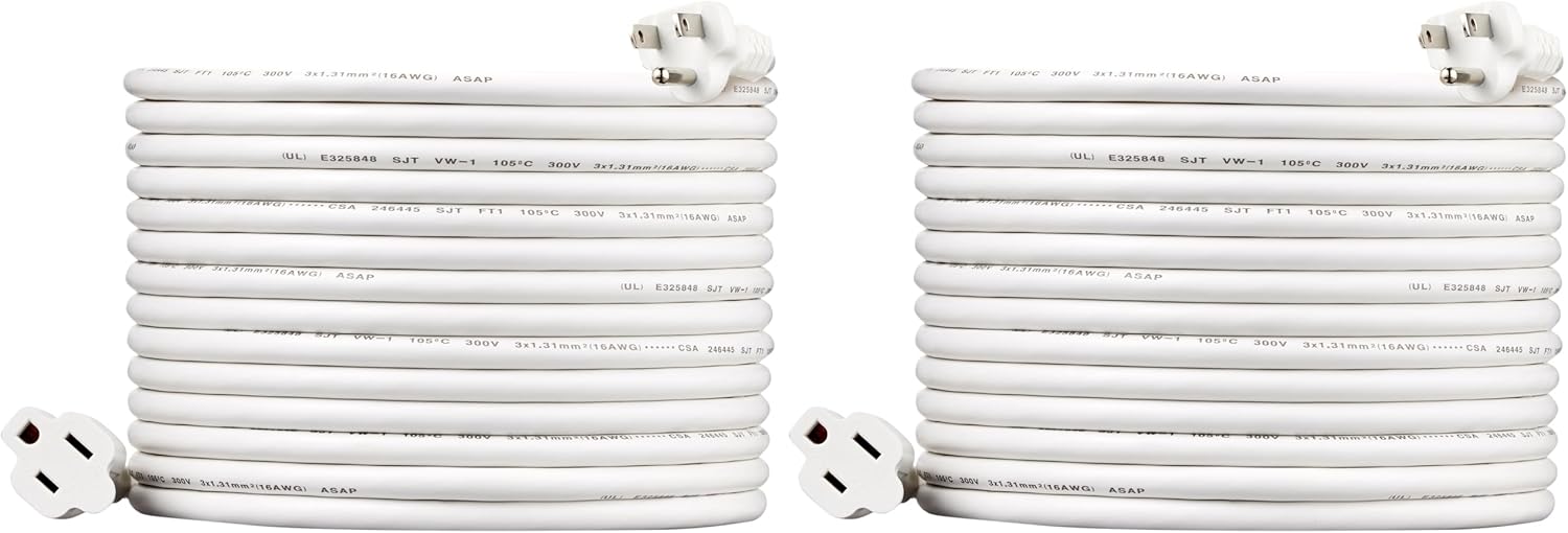 Extension Cord, 25 Ft, 3 Prong Outlet Extender