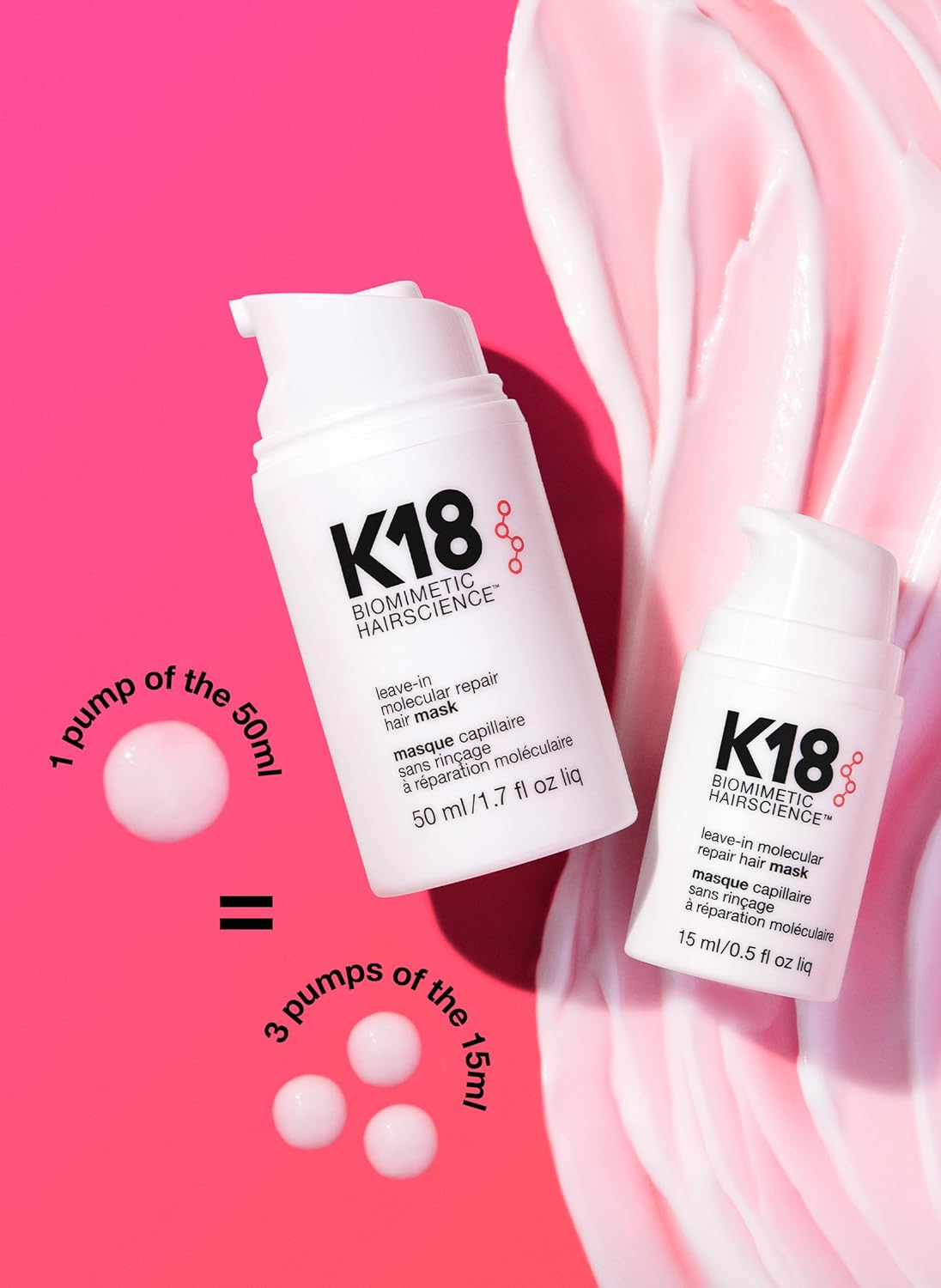 K18 Leave-In Molecular Hair Mask Repairs Dry or Damaged Hair
