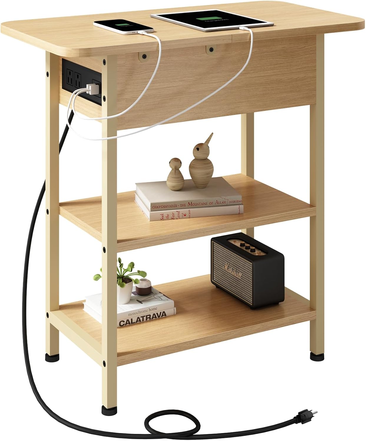 LIDYUK End Table with Charging Station