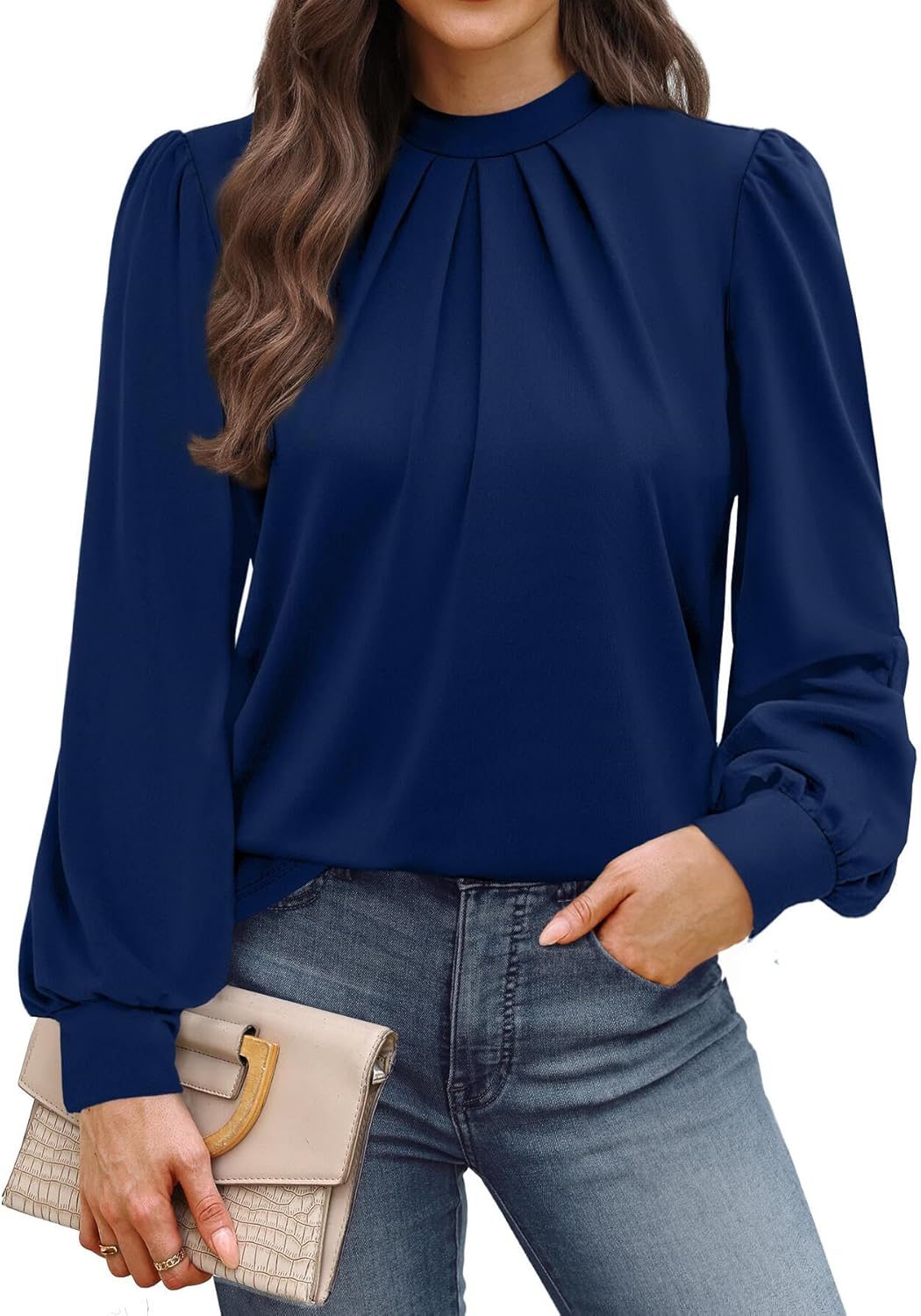 WIHOLL Women’s Mock Neck Blouse Top