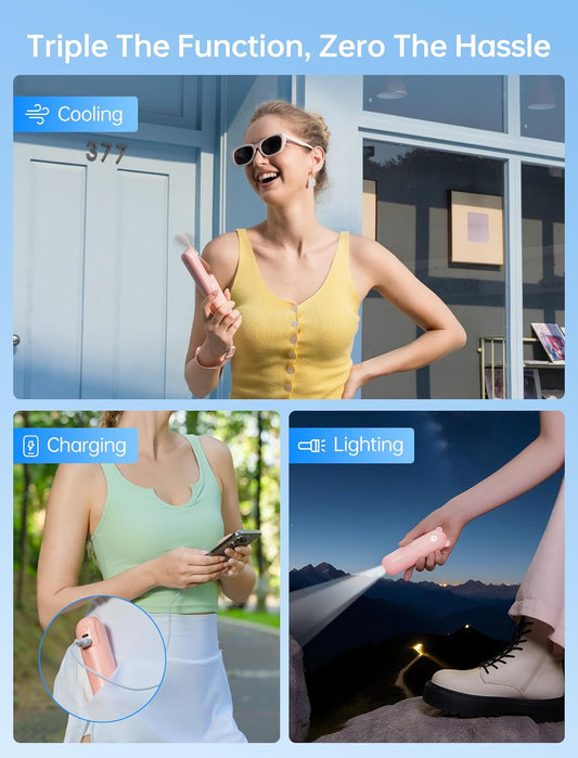 JISULIFE Handheld Mini Fan with Power Bank