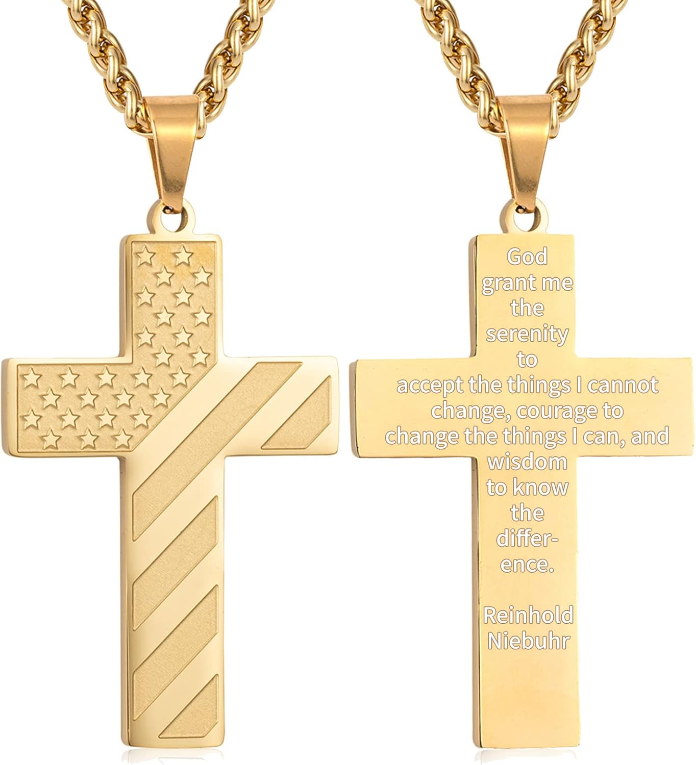 DuoDiner Cross Necklace Bible Verse Stainless Steel