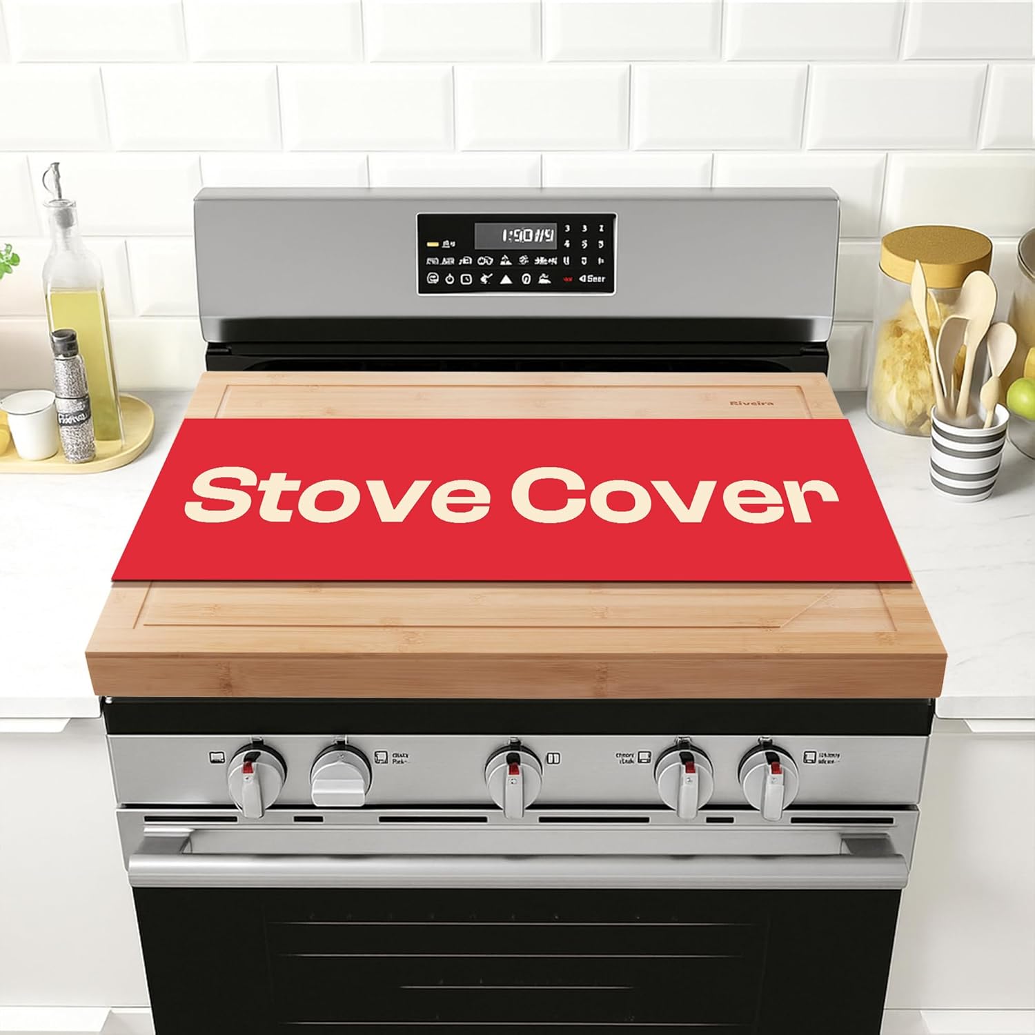 Natural Acacia Stove Cover for Gas Electric