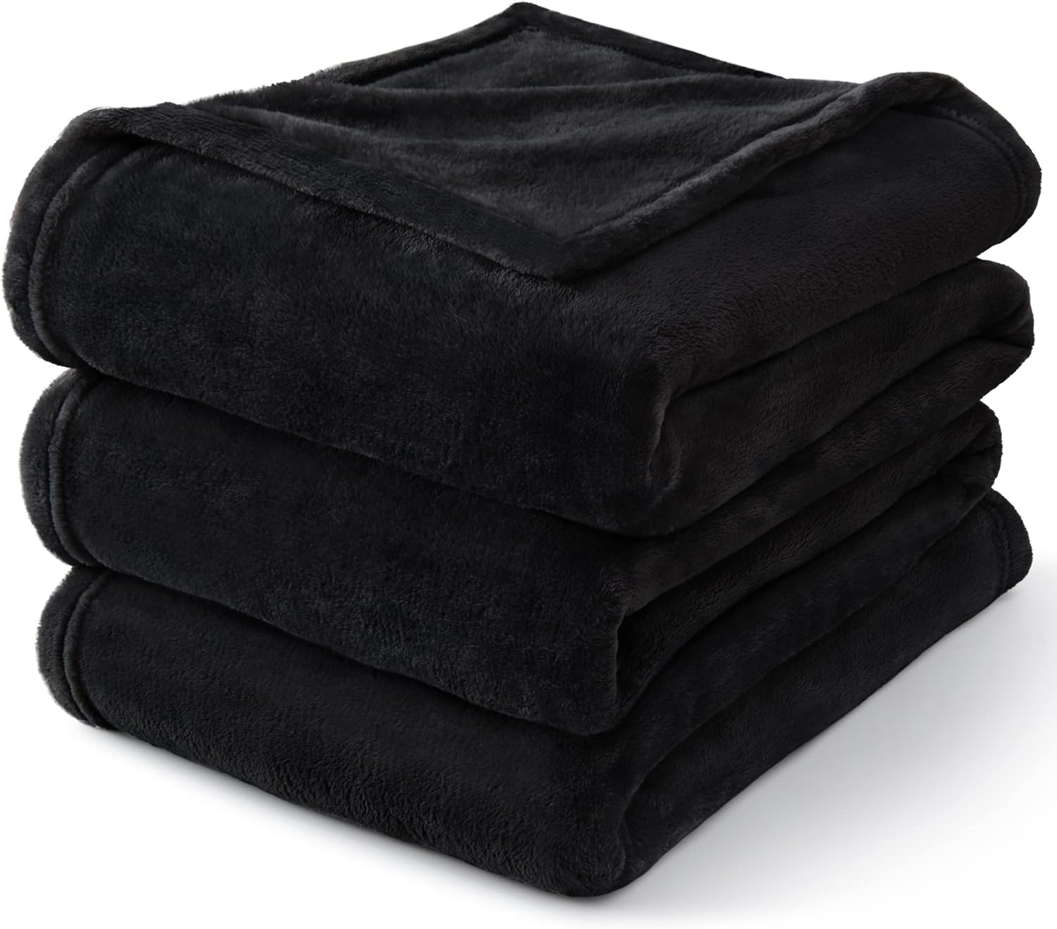 BEDELITE Fleece Black Throw Blankets for Bed