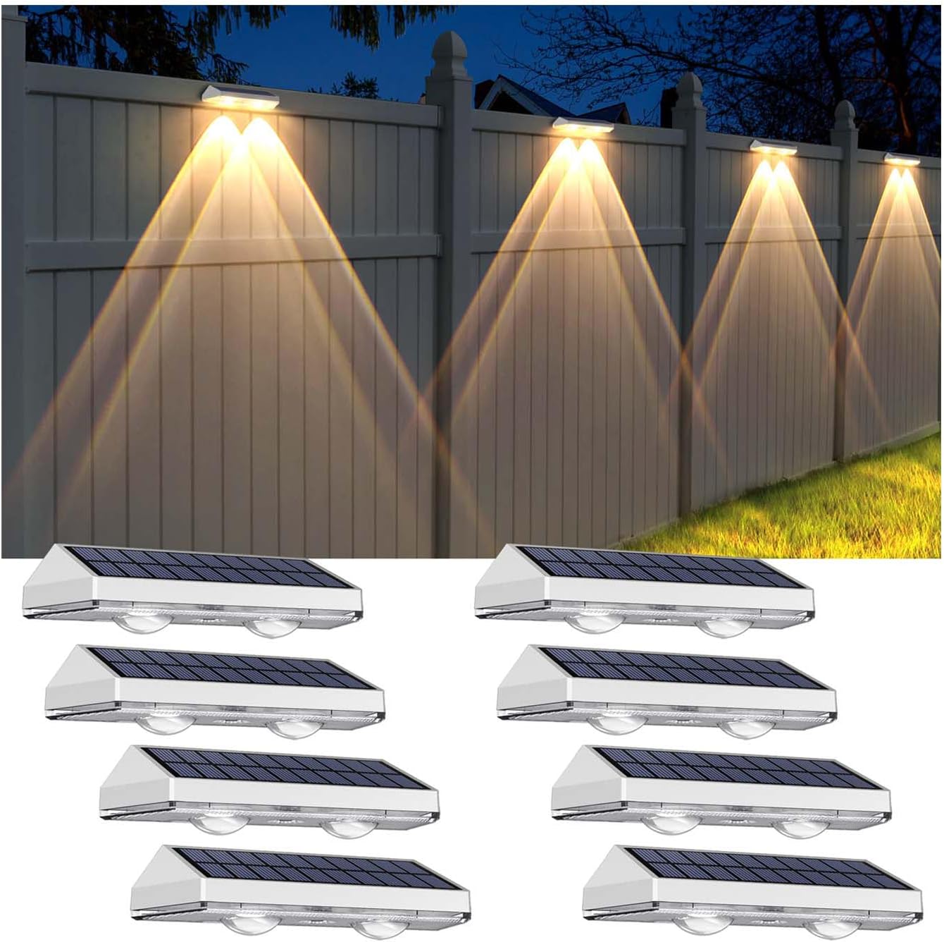 Solar Fence Lights Outdoor Waterproof LED Fence Light