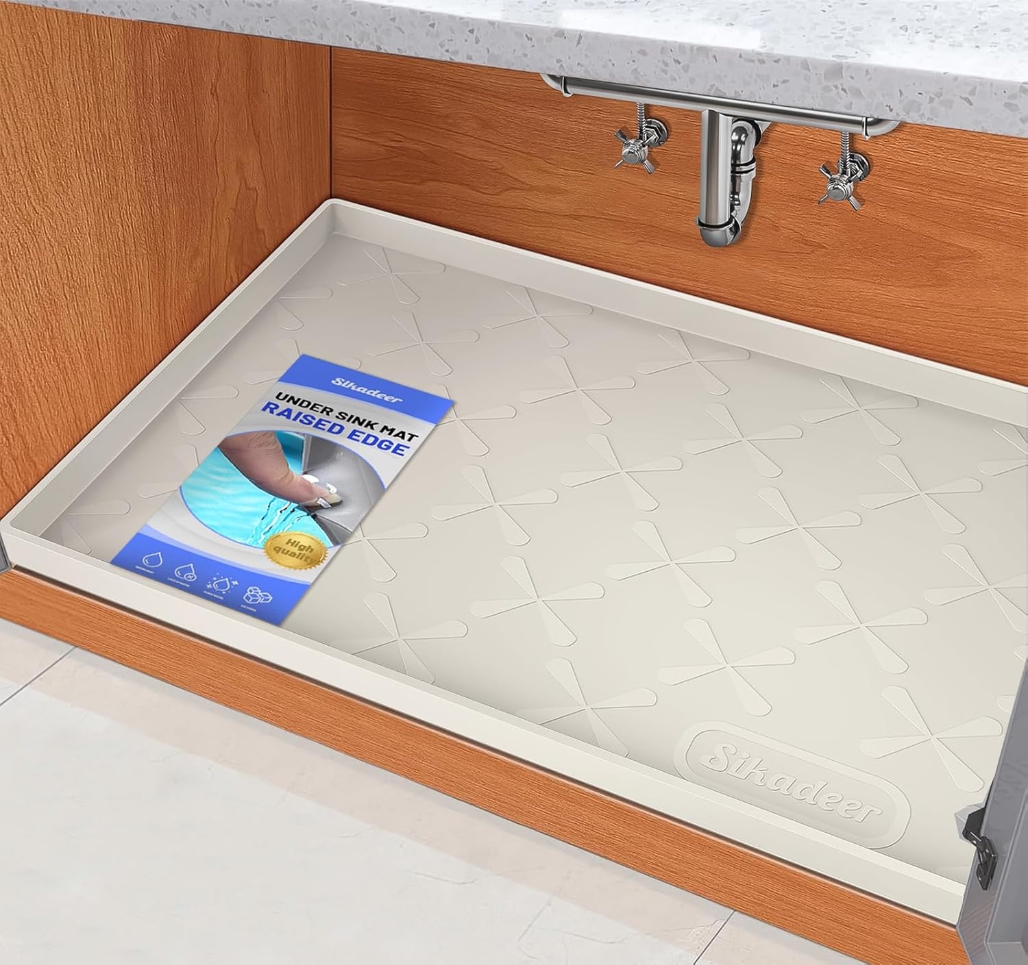 SIKADEER 34" x 22" Under Sink Mat Waterproof