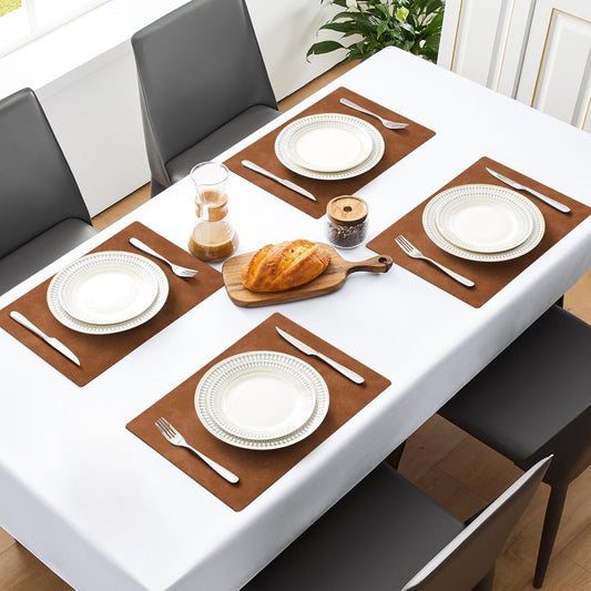 MOSAYT Vinyl Placemats Set Fall Faux Leather
