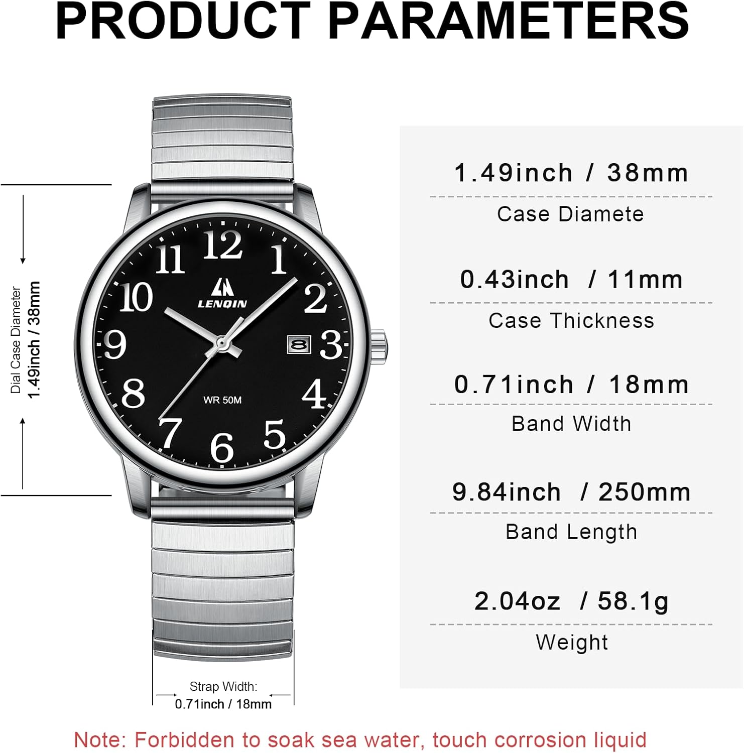 Men’s Waterproof Quartz Watch with Date