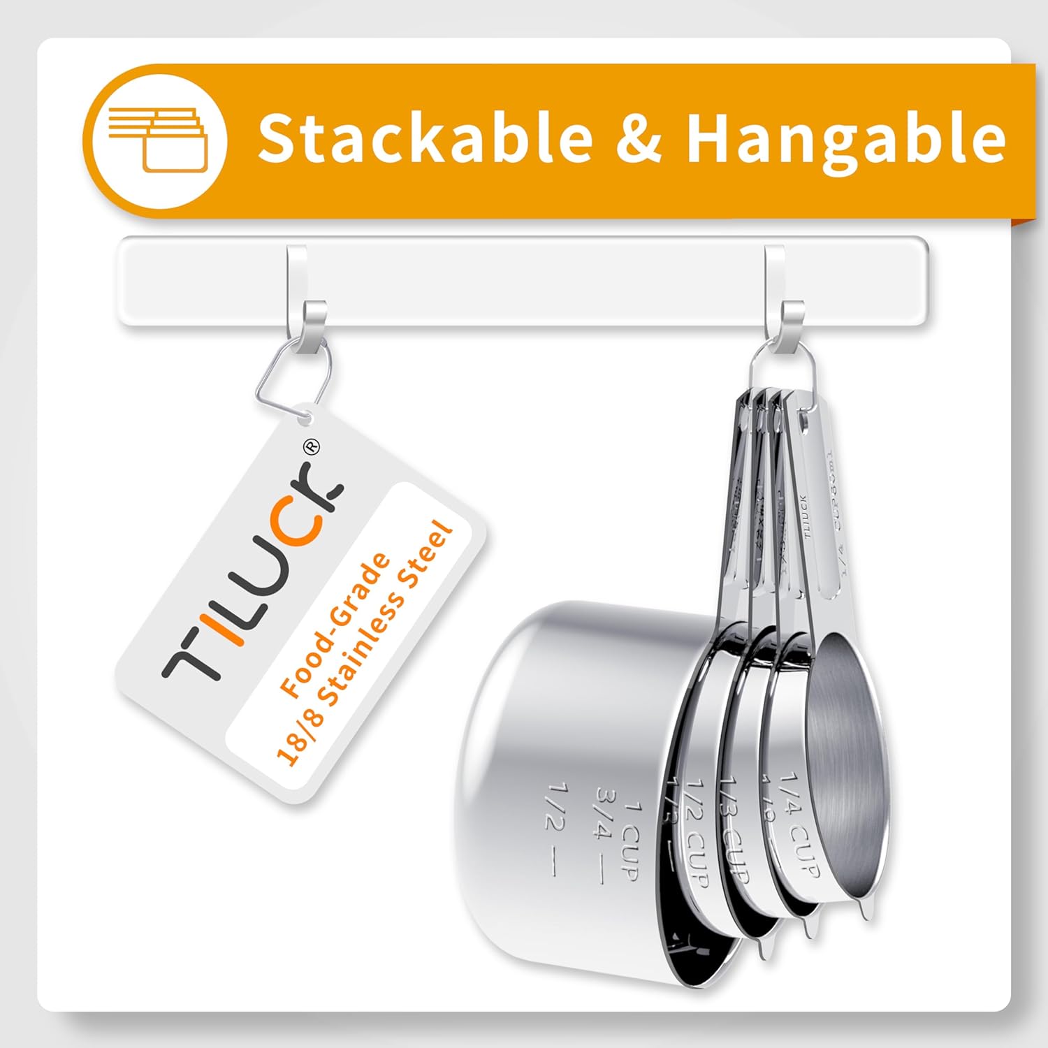 TILUCK Stainless Steel Measuring Cups & Spoons Set