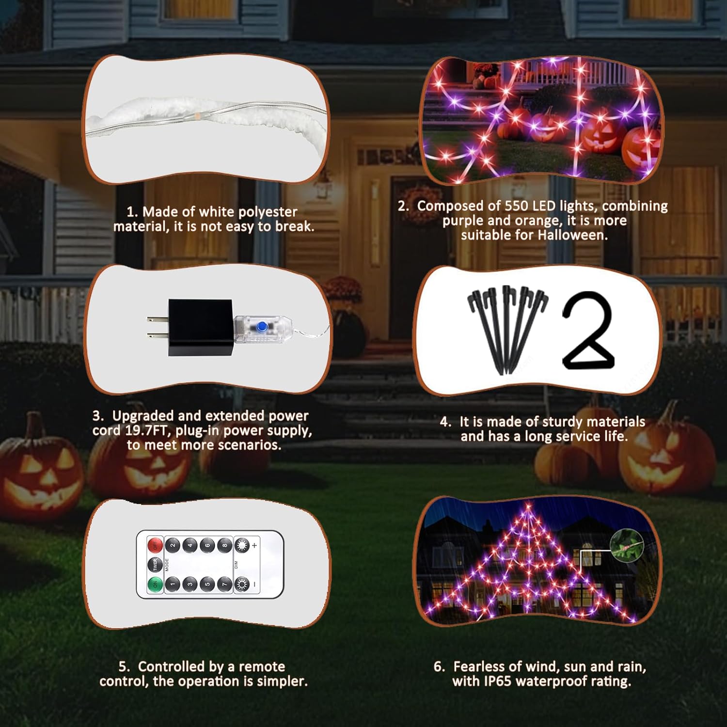 Halloween Spider Web Lights LED Lighted Spider