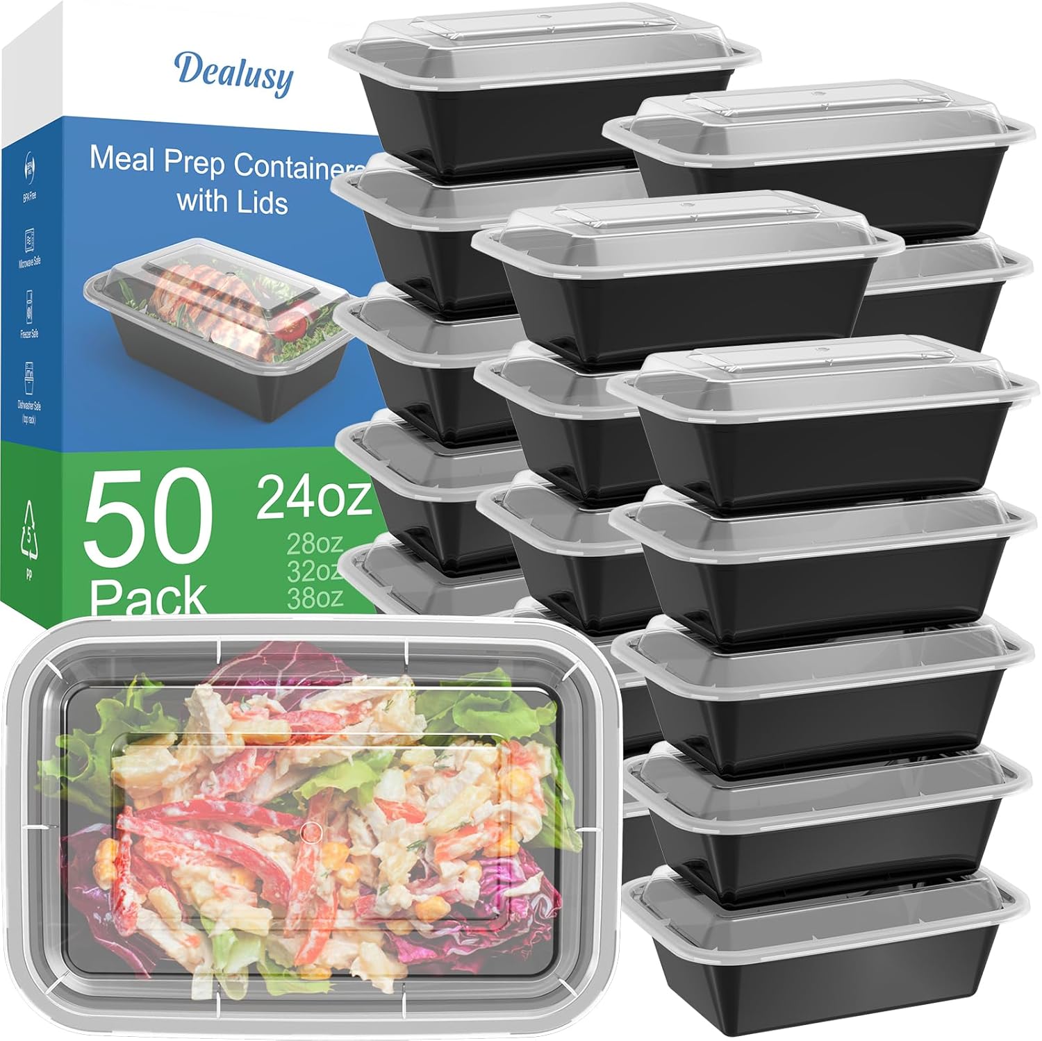 28 oz Meal Prep Containers Reusable with Lids