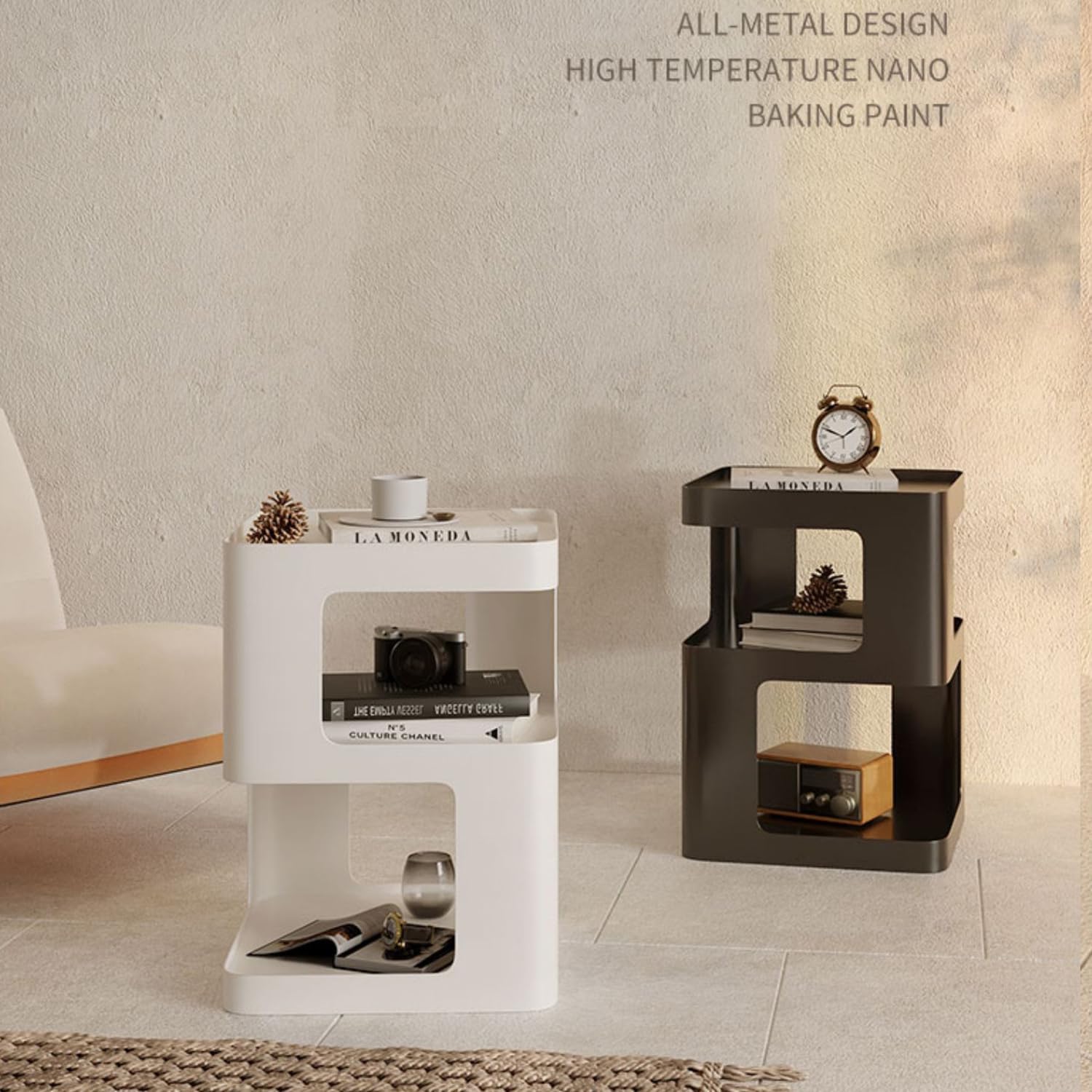 Side Modern end Table Black Metal nightstand