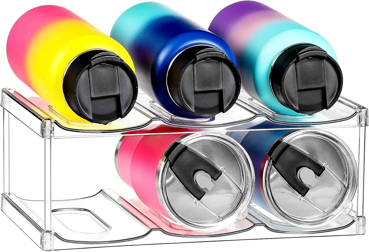 LARGER Compartment - Stackable Water Bottle Organizer Holder