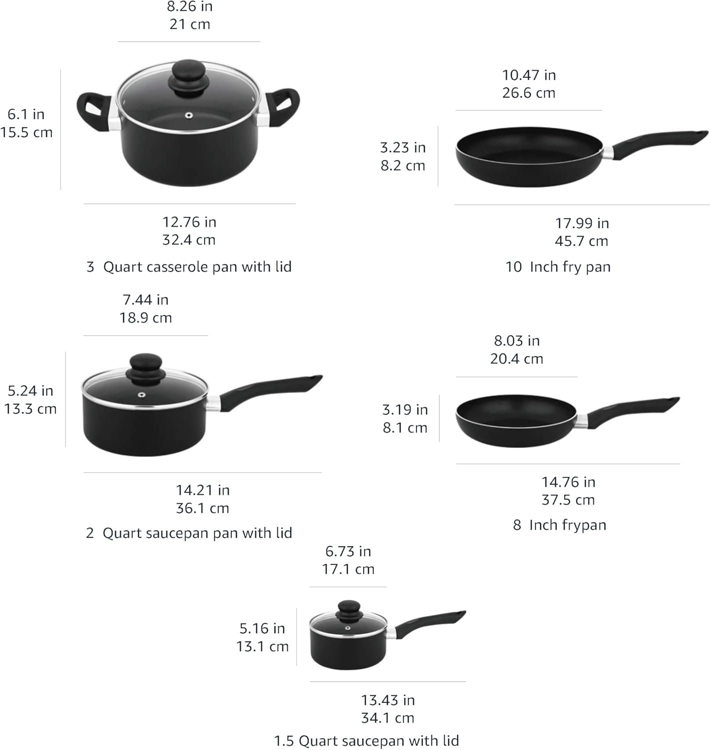 Amazon Basics 8 Nonstick Cookware Set