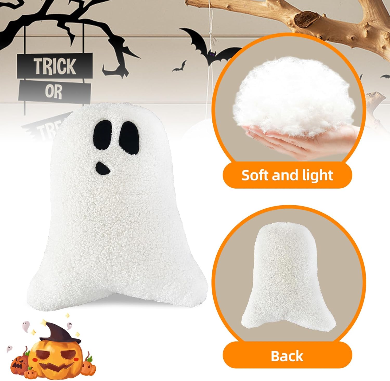 Halloween Pillows, Ghost Pillow, Fall Decorative Pillow Indoors