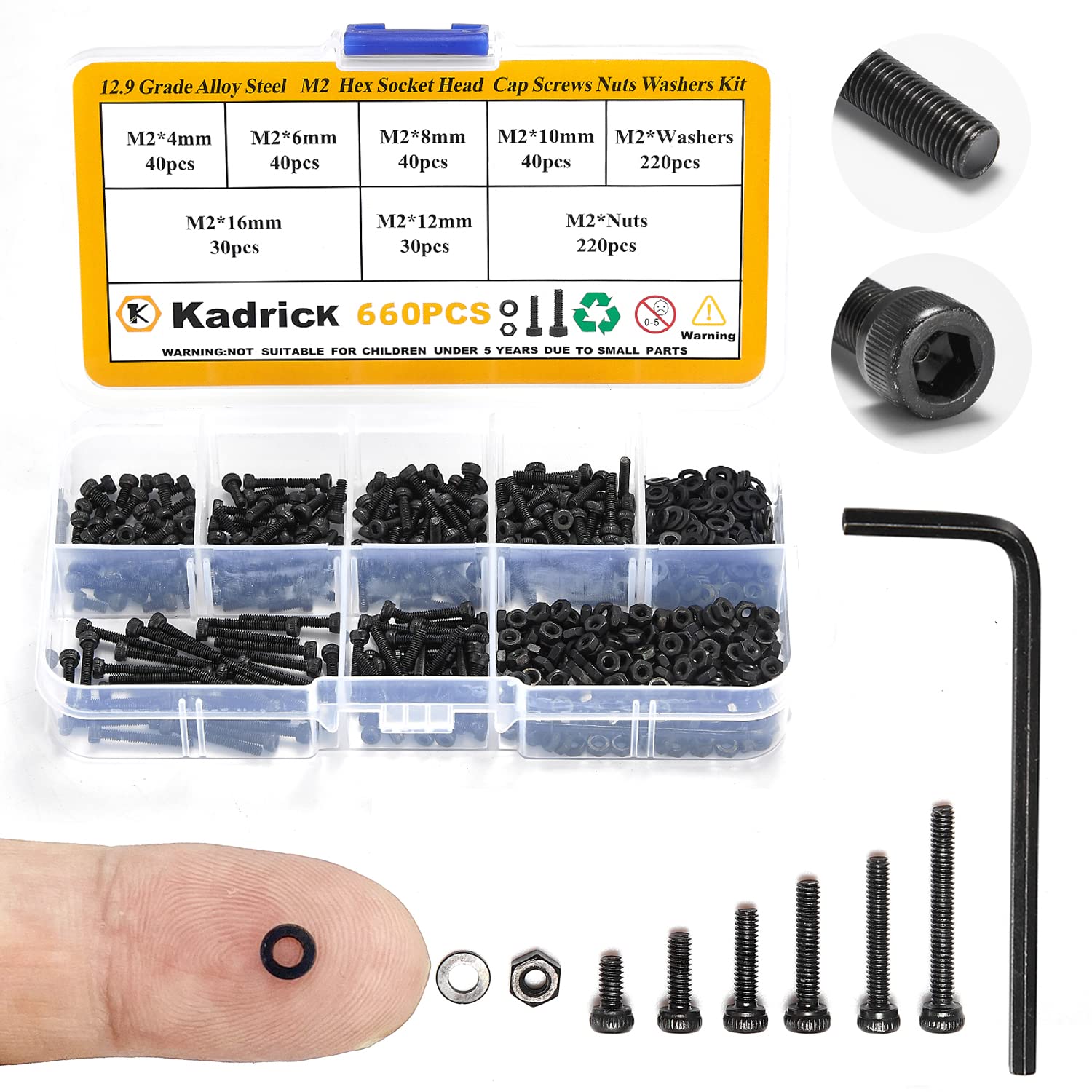 Kadrick Metric Screw Assortment 2000PCS Metric Bolt