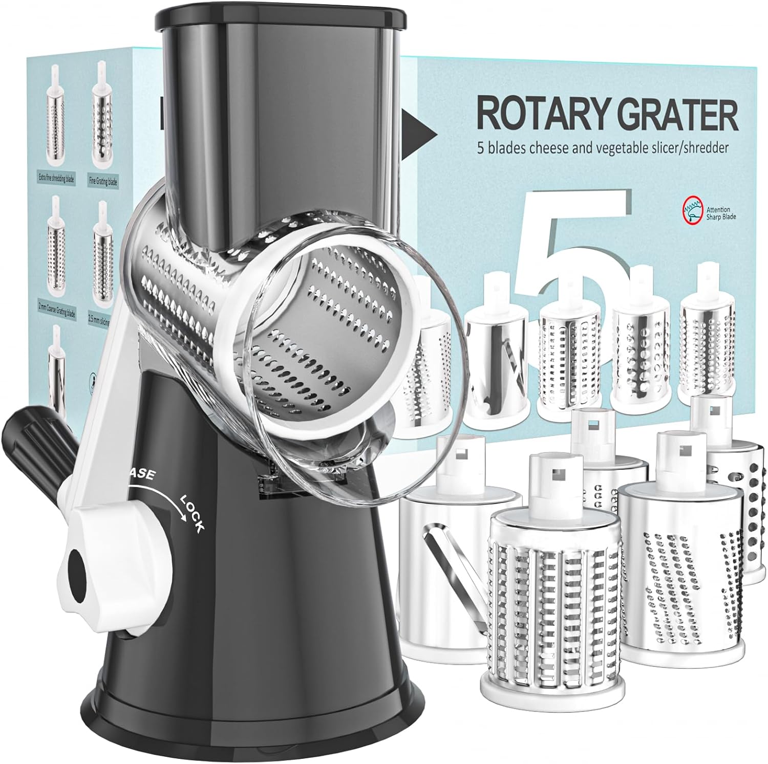 Cambom Rotary Cheese Grater Hand Crank Cheese Shredder for Fresh Cheese
