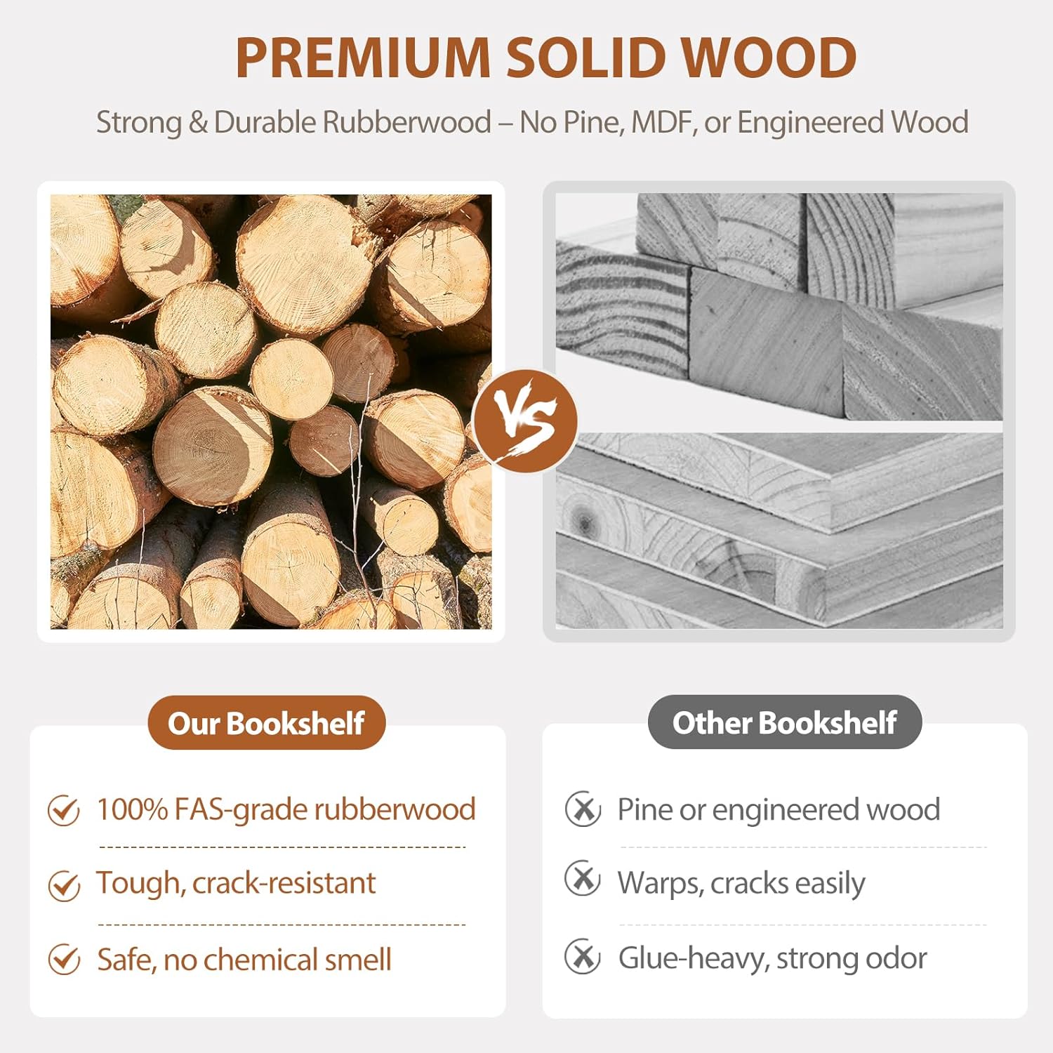 Solid Wood Rotating Bookshelf on Wheels