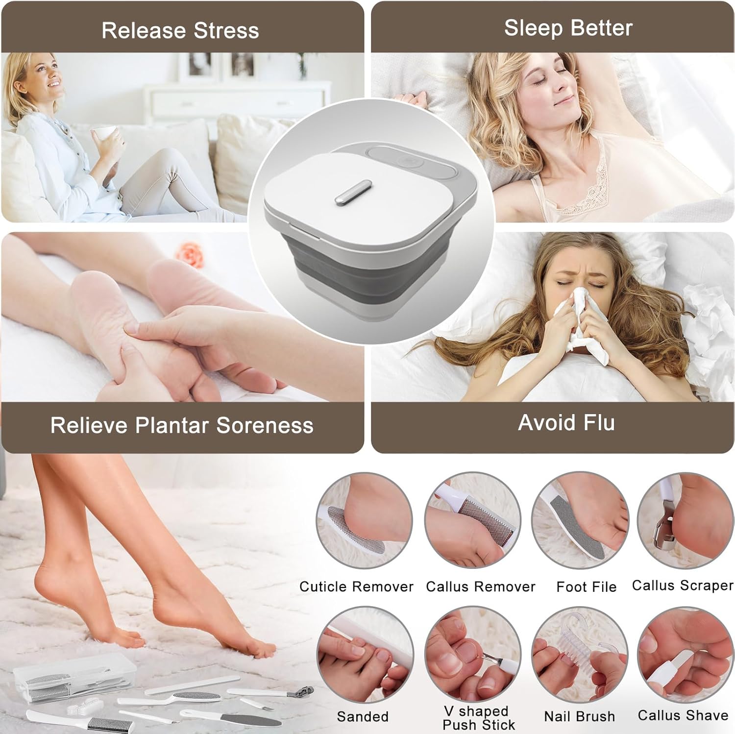 Collapsible Heated Foot Spa with Massage Rollers