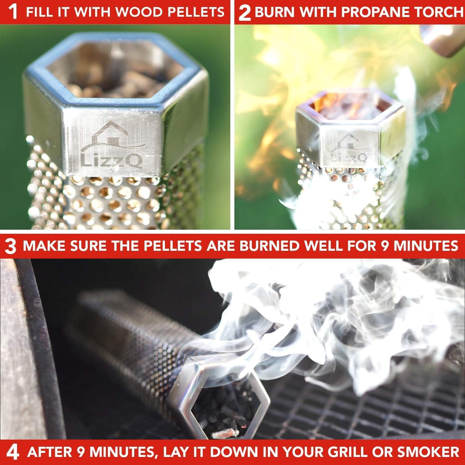 Premium Pellet Smoker Tube of Billowing Smoke