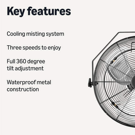 18" Outdoor Misting Fan Wall-Mounted Industrial Fan
