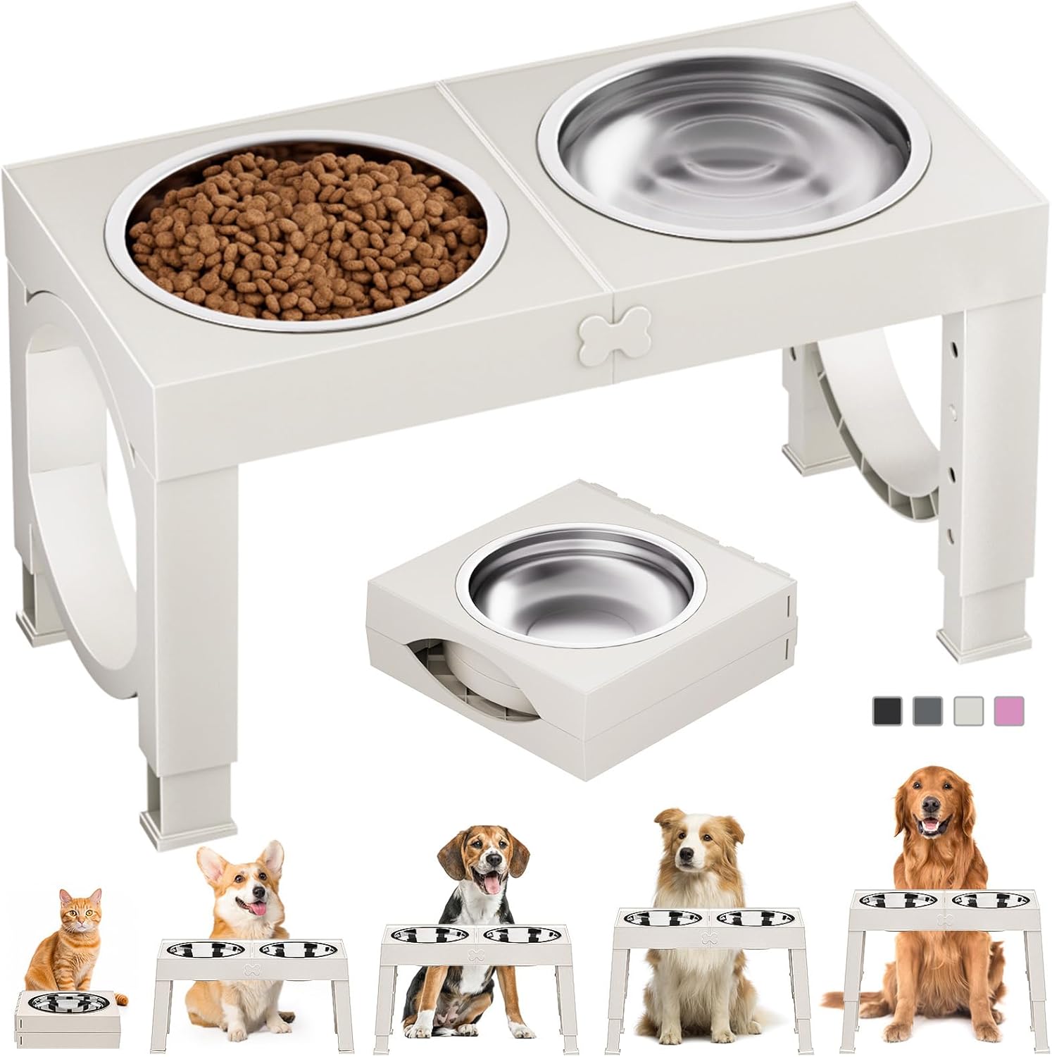 XIAZ Elevated Dog Bowl Stand Dog Food & Water Dish