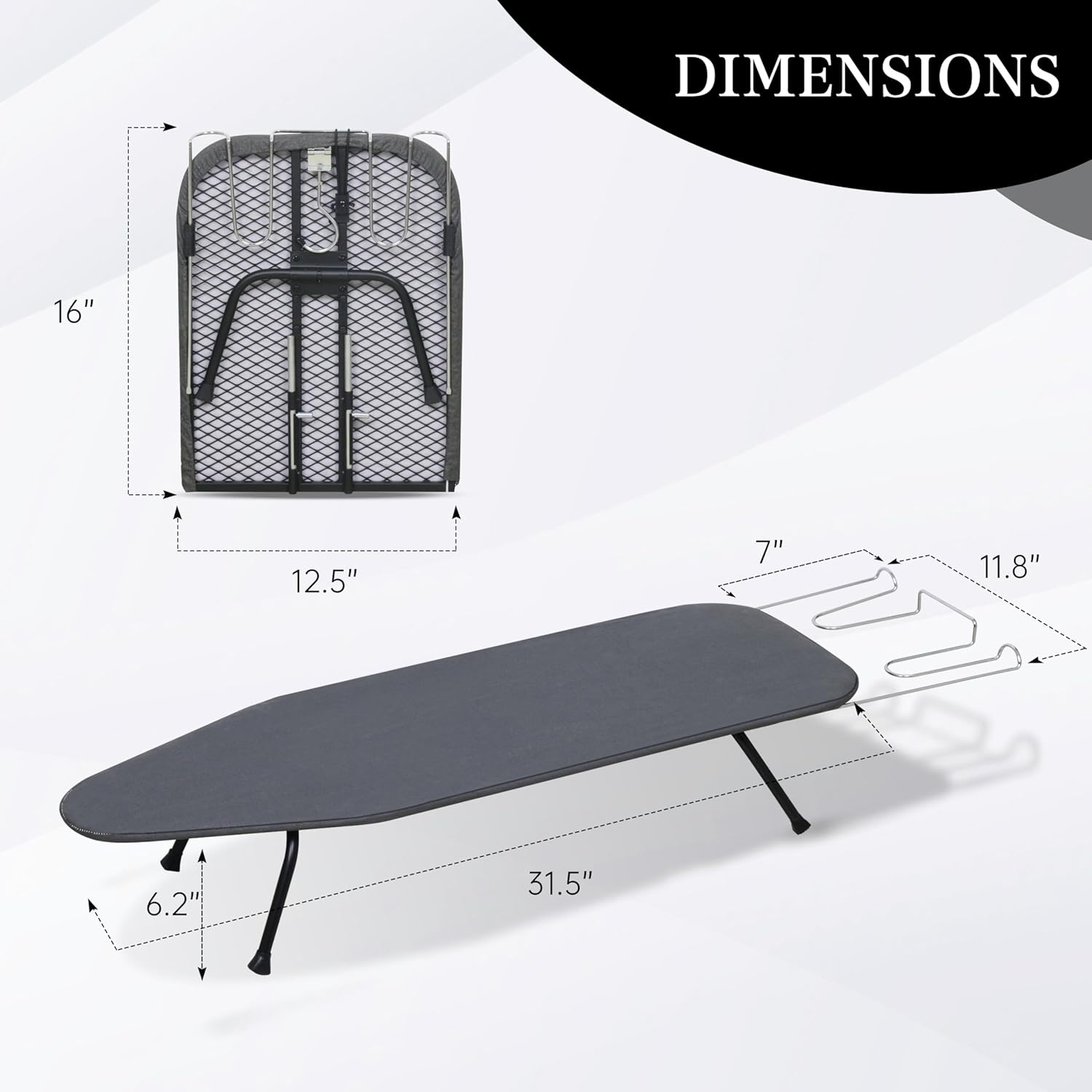 Metal Mesh Panel Tabletop Ironing Board