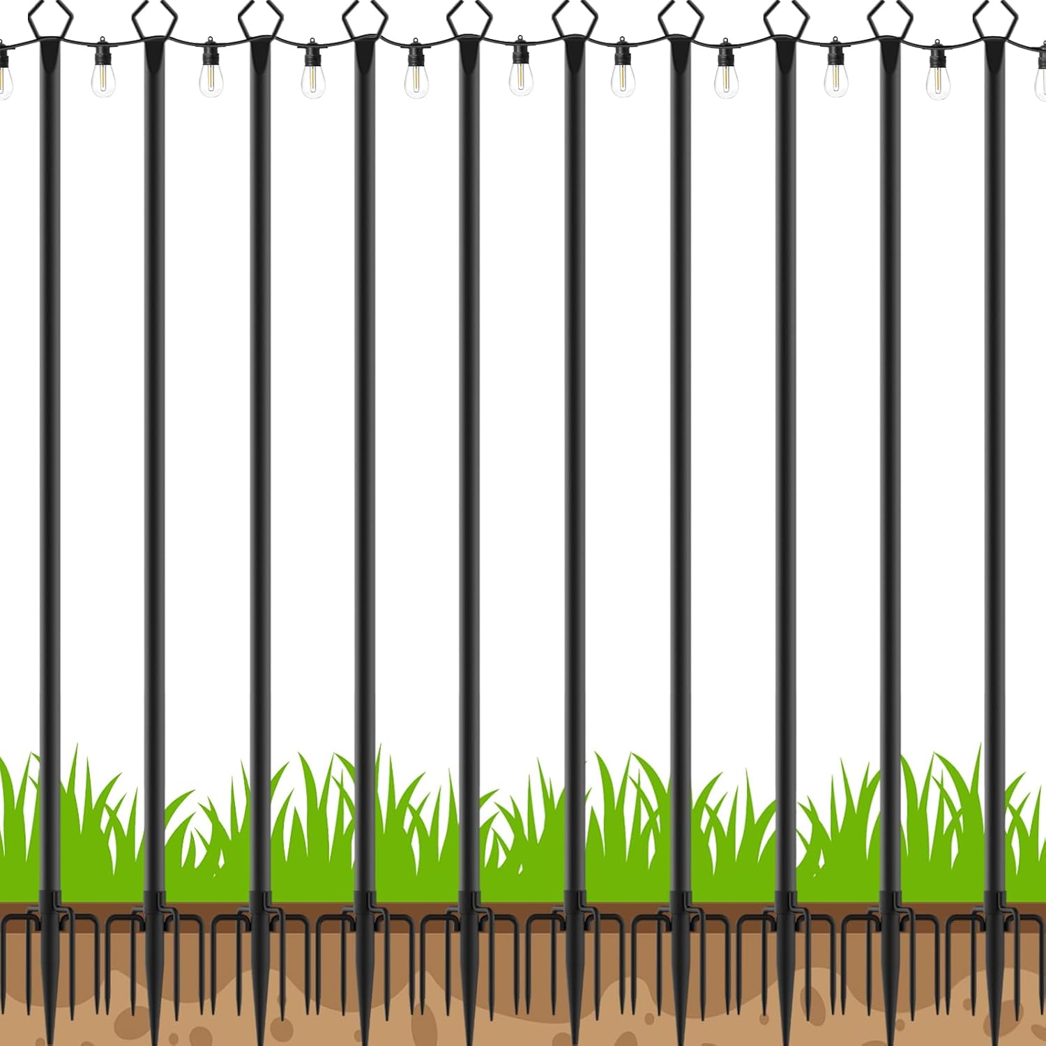 String Light Poles Outdoor String Light Pole with Hooks