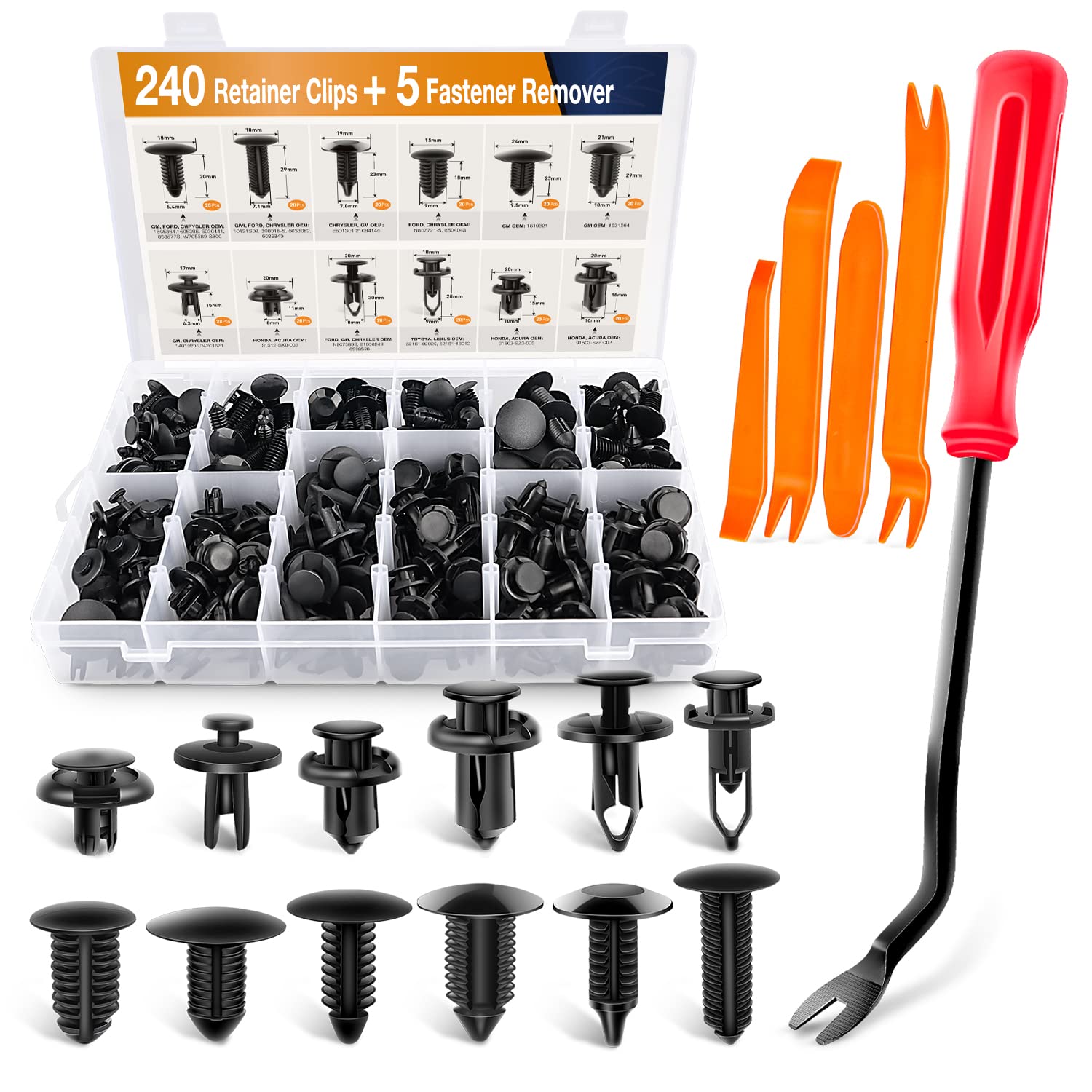 GOOACC 240PCS Car Retainer Clips Set