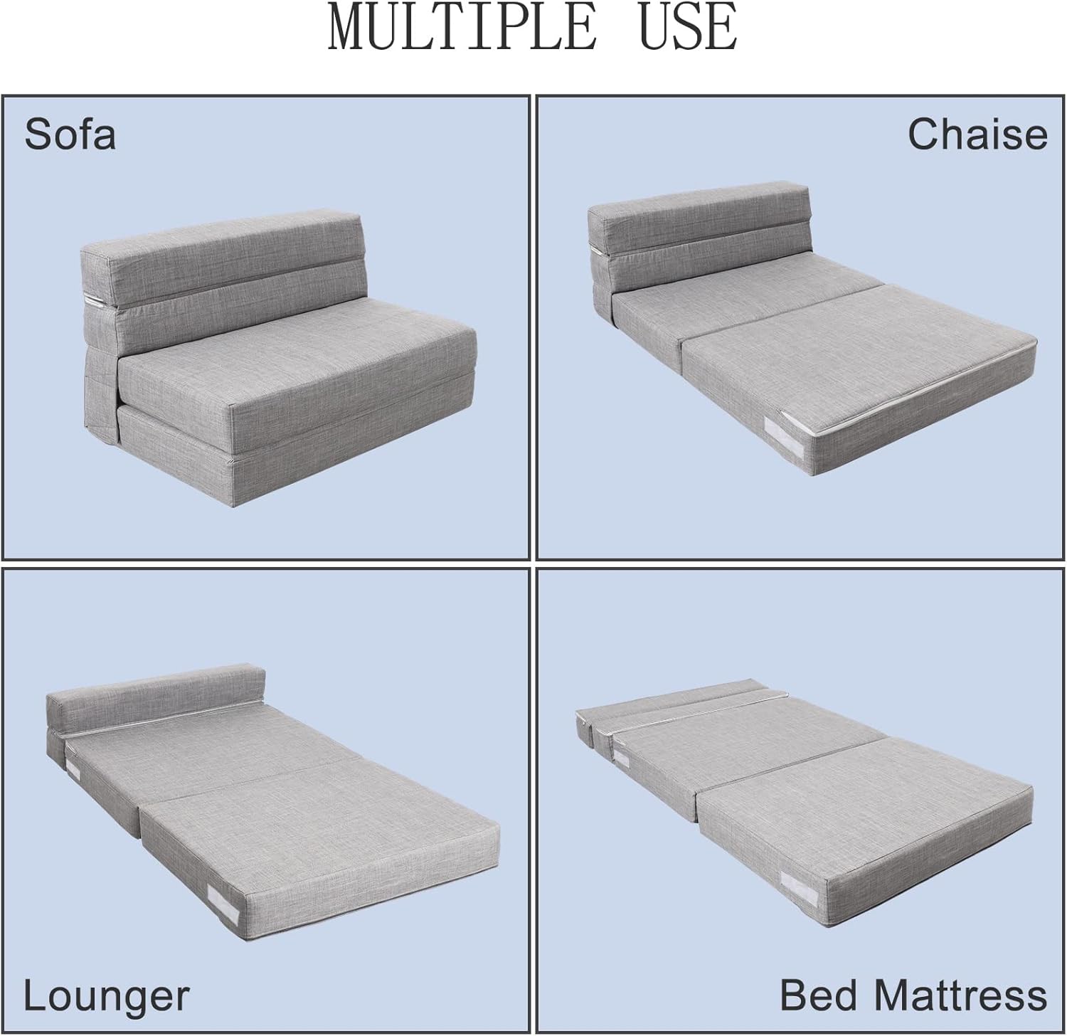 ANONER Folding Sleeper Chair Sofa Bed Lazy Couch