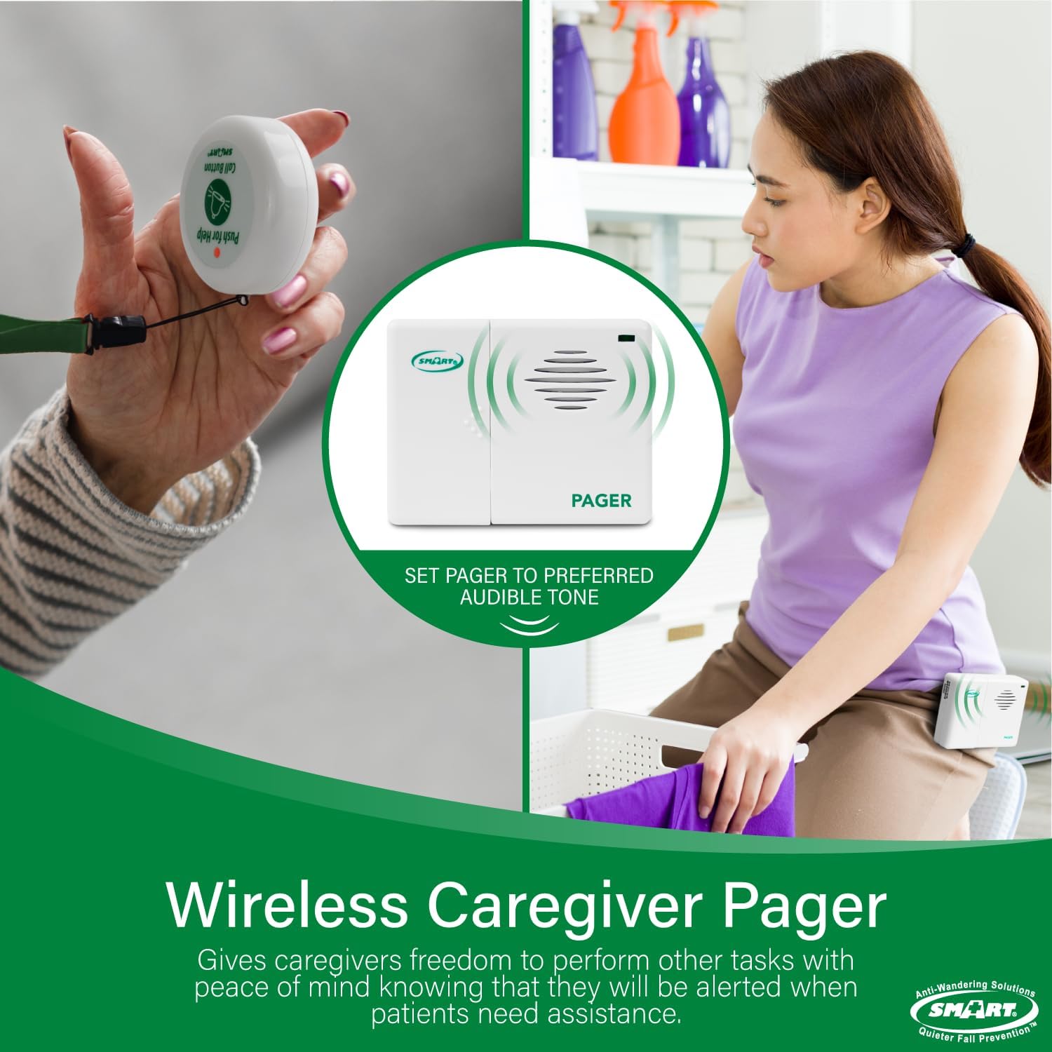 Smart Caregiver Pager System with 2 Call Buttons