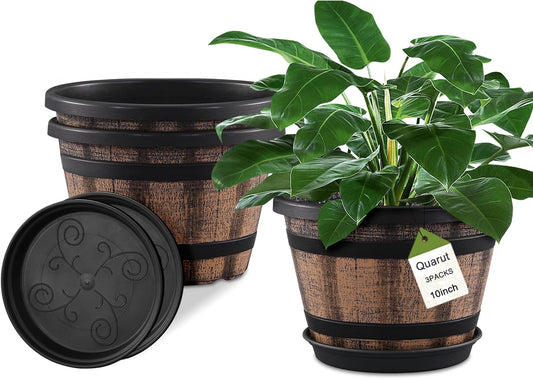 Quarut Plant Pots Whiskey Barrel Planters
