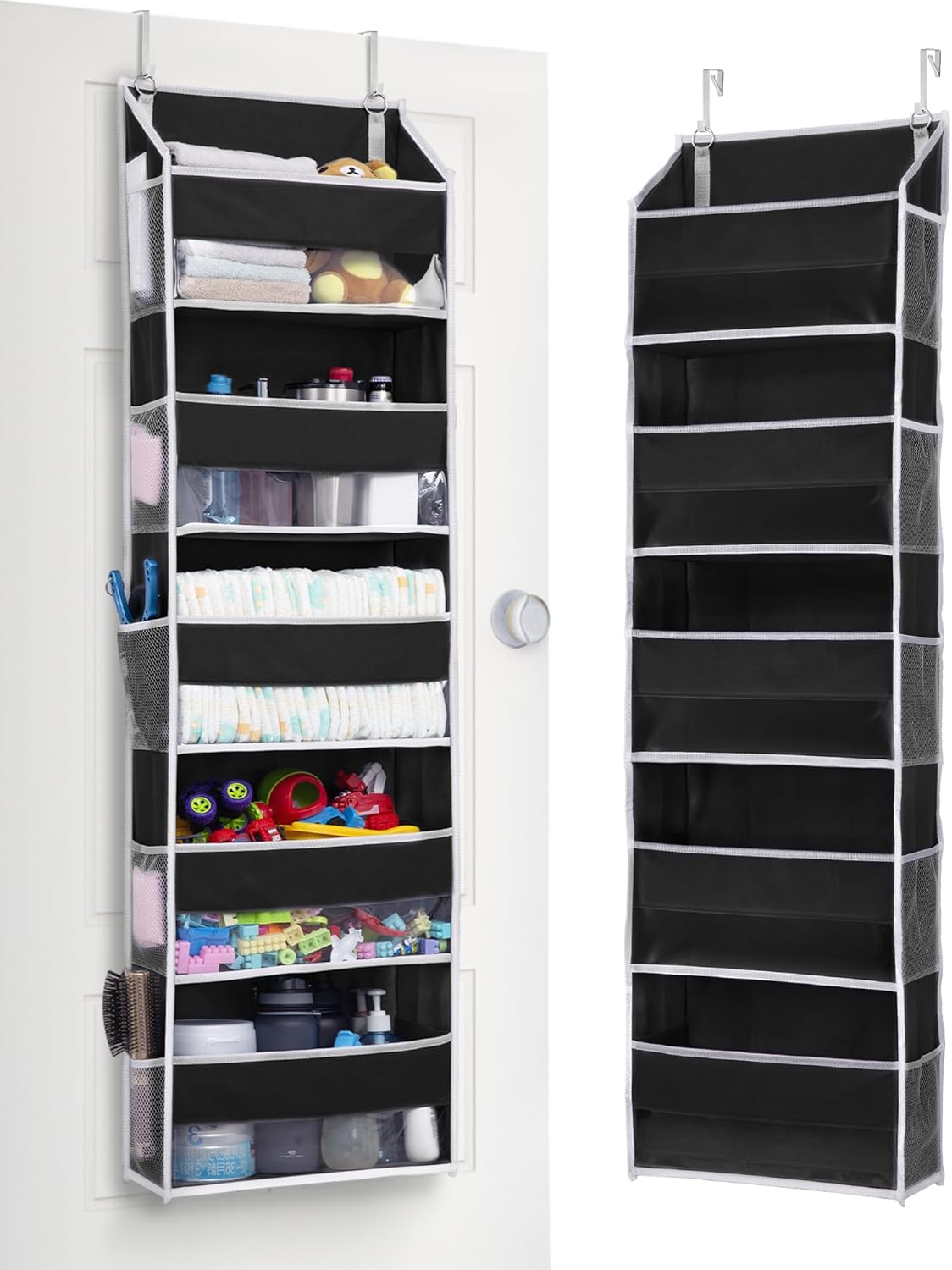 Door Organizer with 5 Large Pockets 10 Mesh Side Pockets