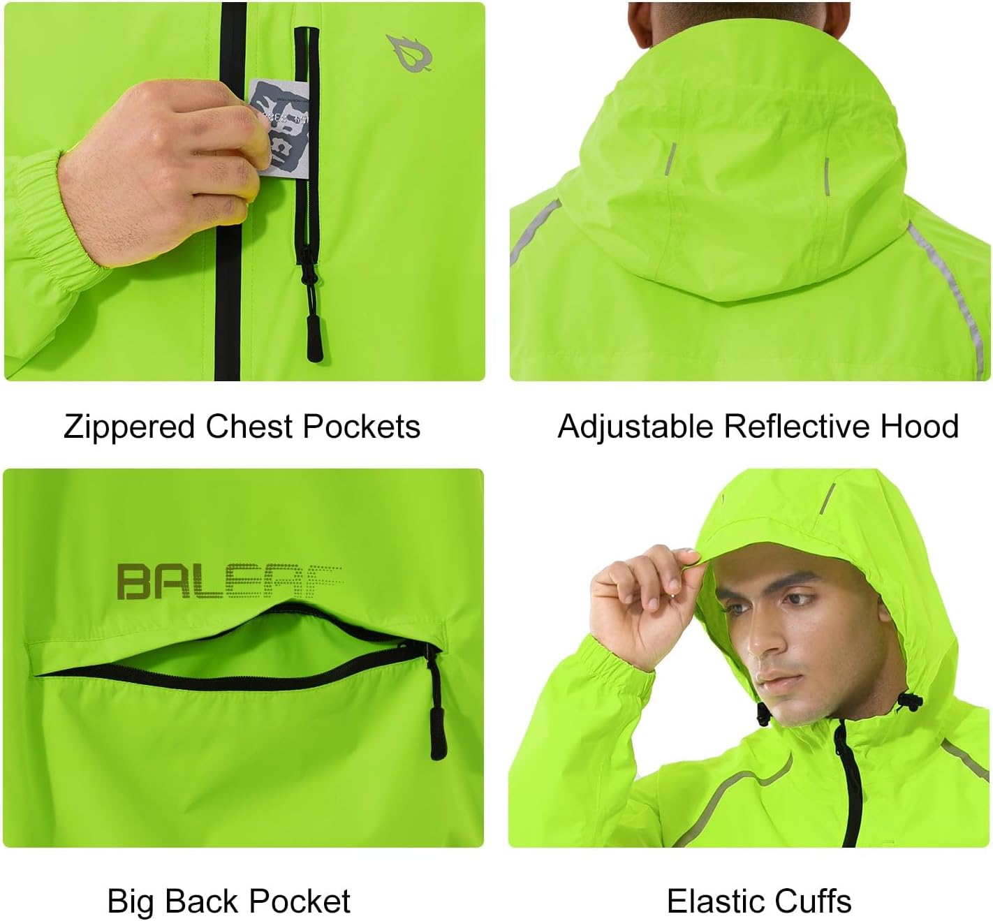 baleaf Men's Rain Jacket Waterproof Windbreaker