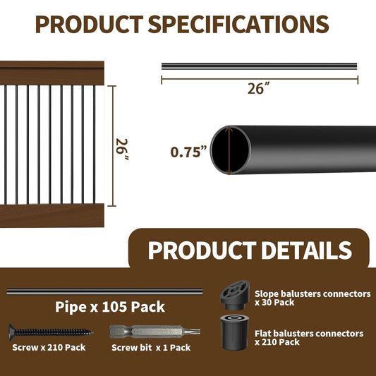 HYPERGIANT 105 Pack 26" Aluminum Deck Balusters