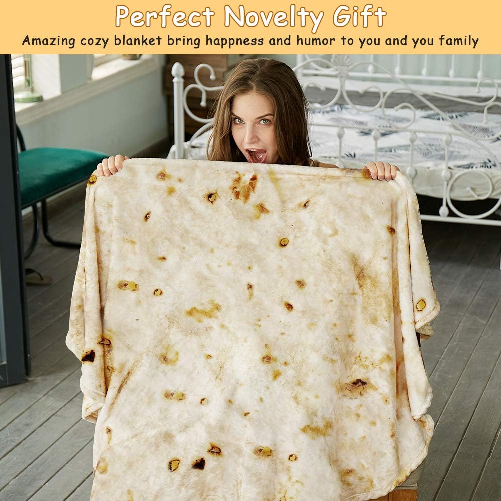 SeaRoomy Burritos Tortilla Realistic Food Wrap Blanket