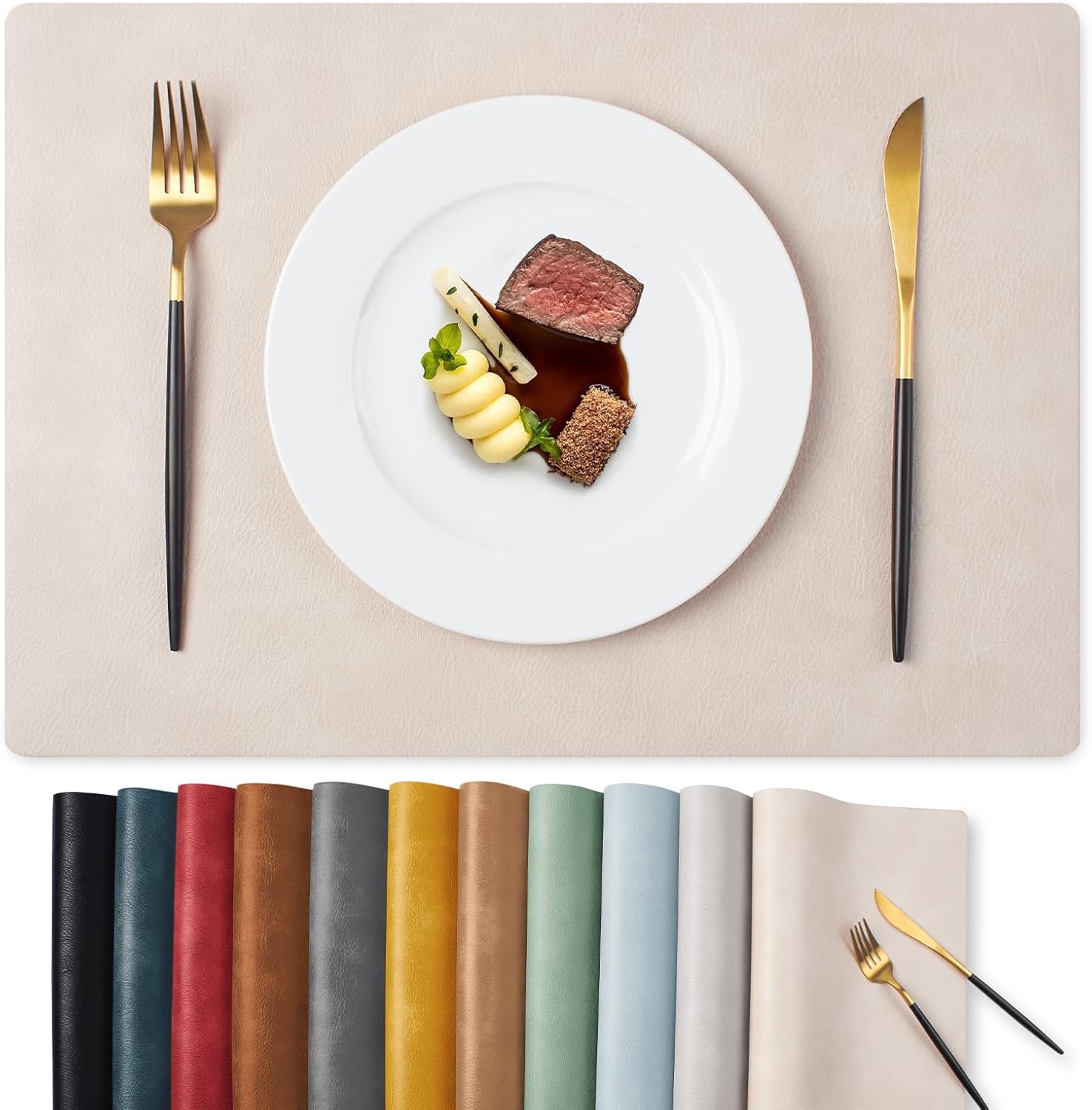 MOSAYT Vinyl Placemats Set Fall Faux Leather