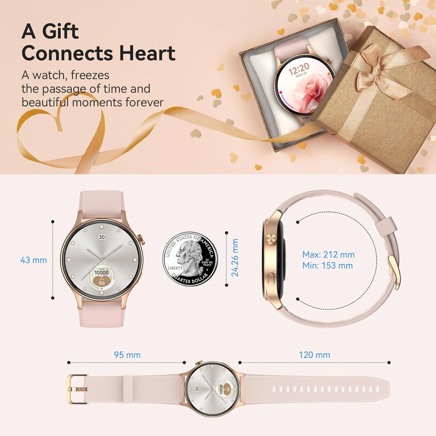 Smart Watch for Women Fitness Trackers with Heart Rate
