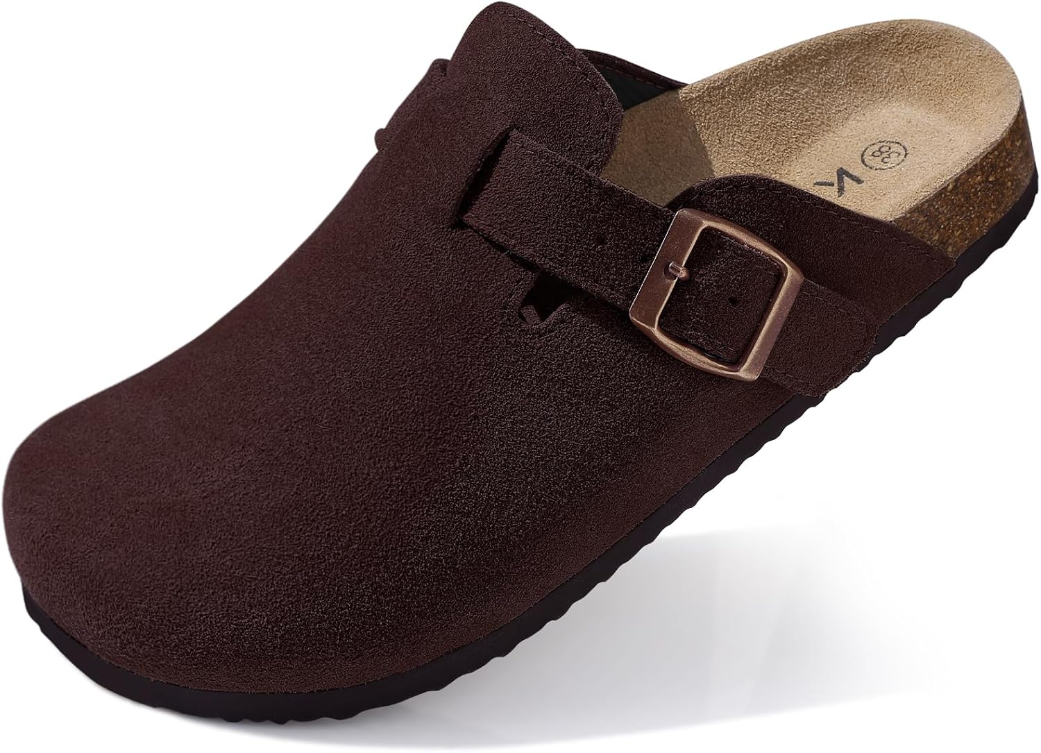 KIDMI Genuine Suede Clogs for Women Cork Footbed Sandals