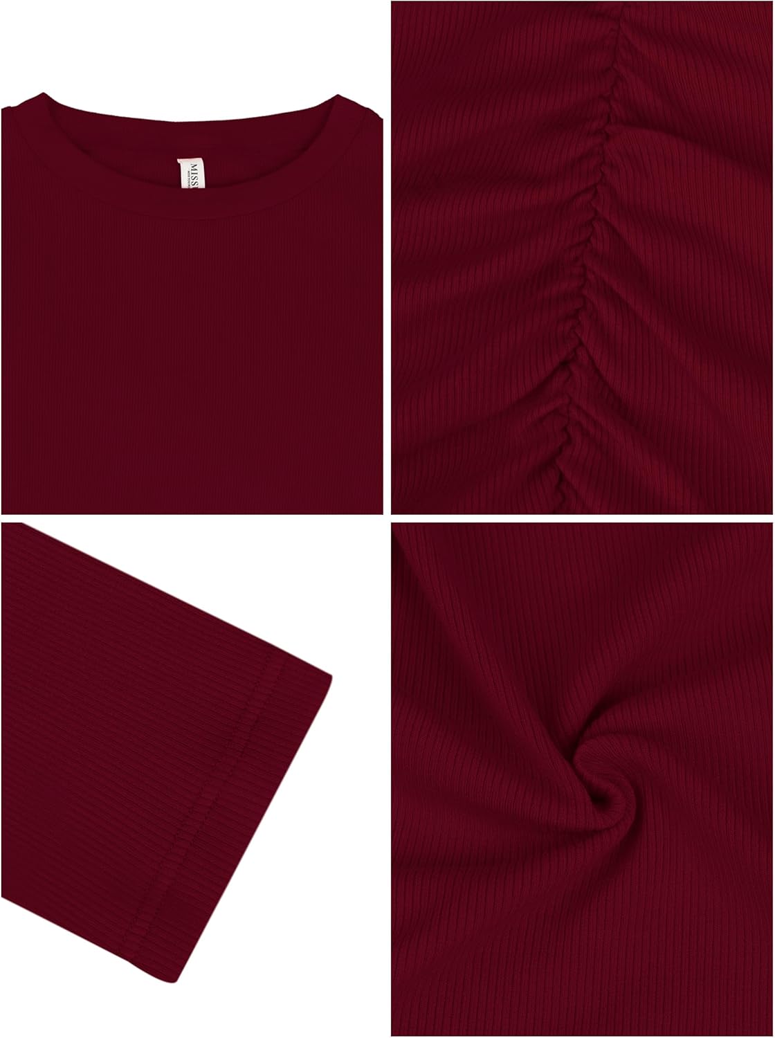 Missufe Women's Round Neck Long Fleece Dresses