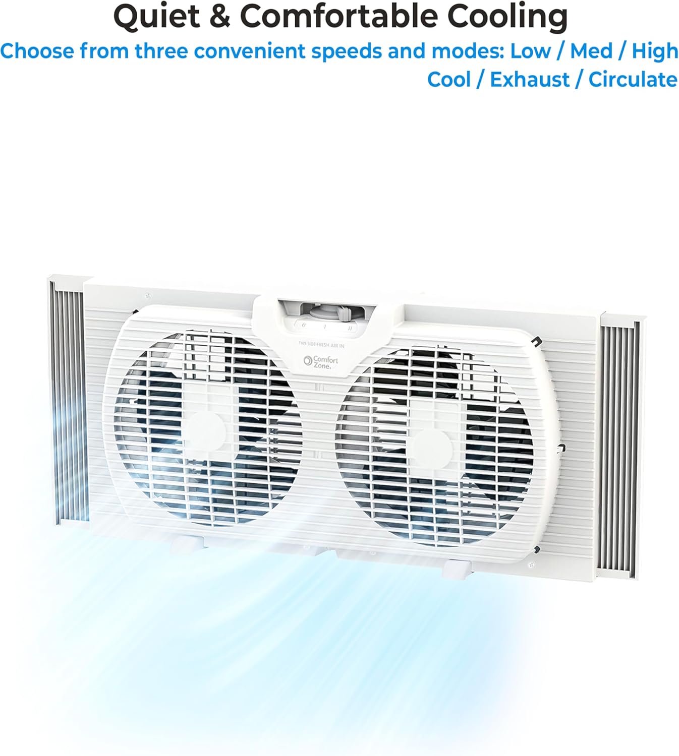 Comfort Zone Twin Window Fan with Reversible Airflow Control