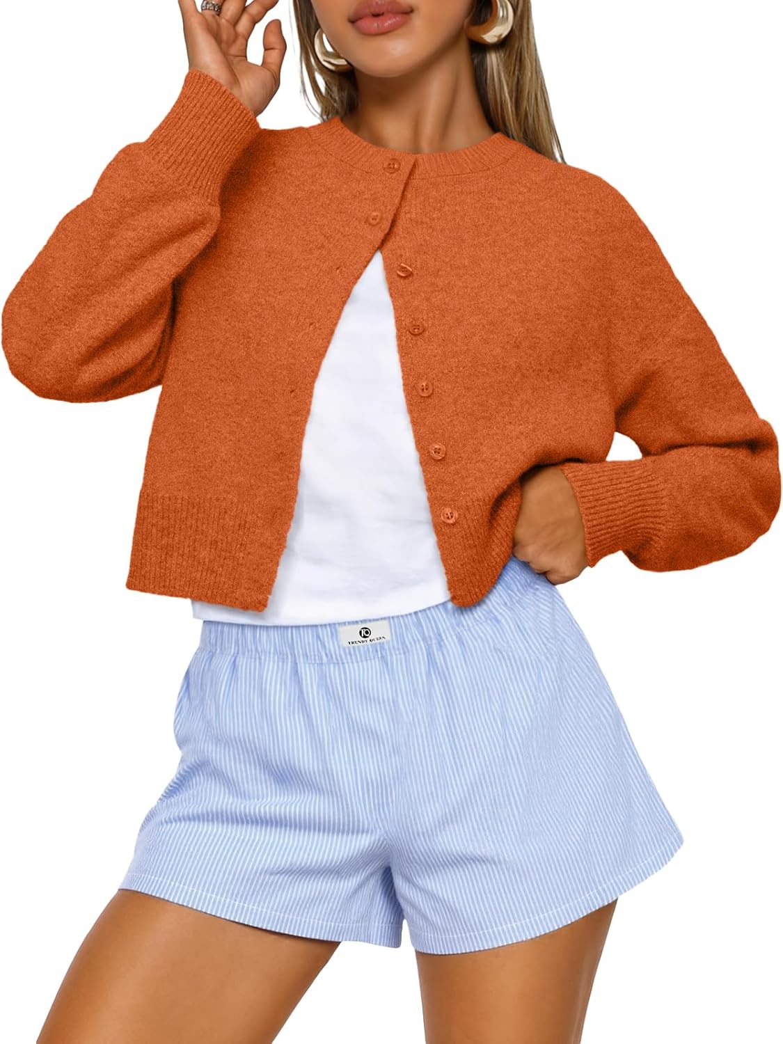 Trendy Queen Women’s Cropped Cardigan Sweater
