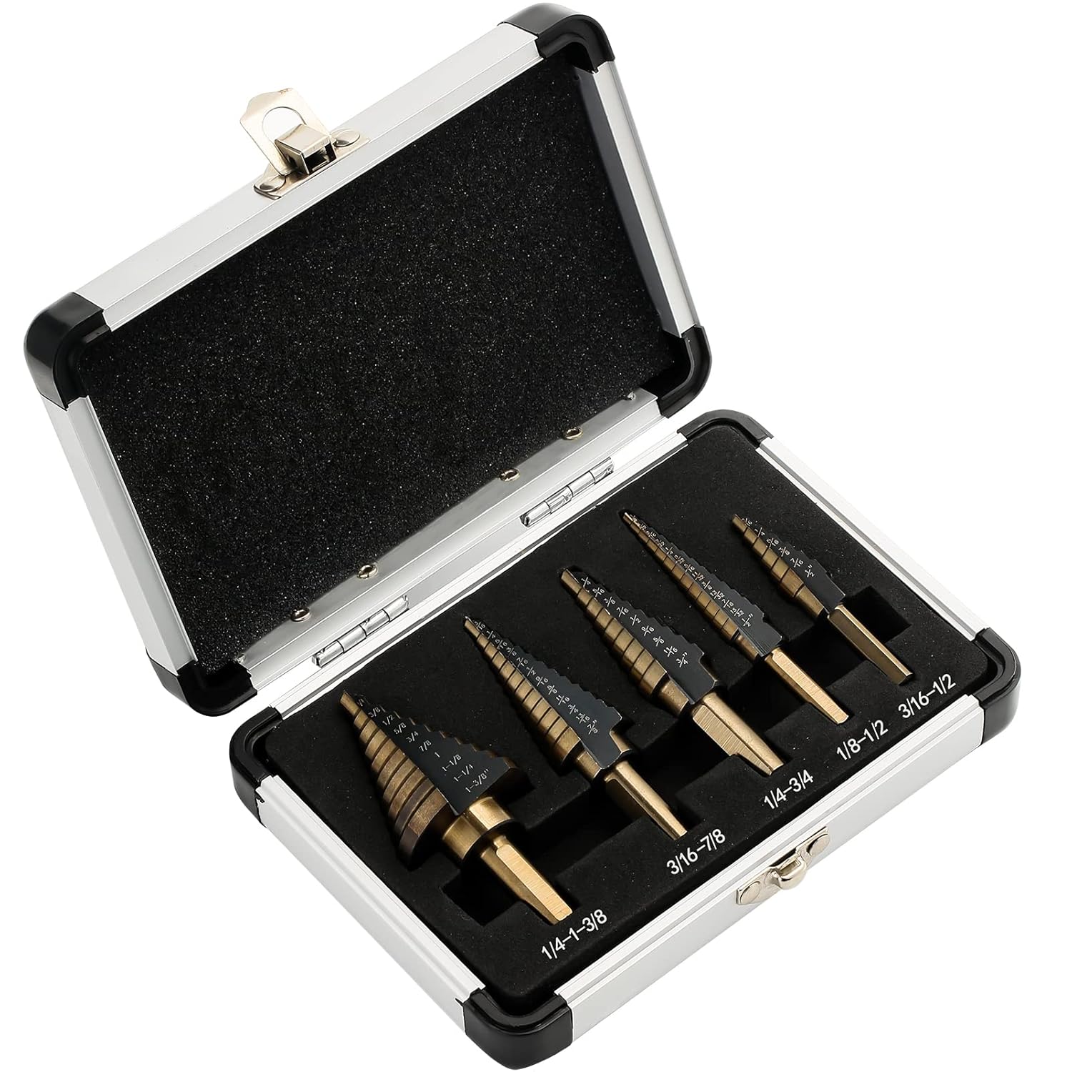 5PCS HSS Titanium Step Drill Bit Set