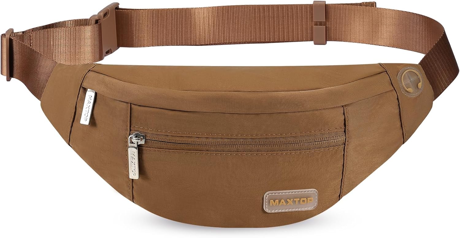 MAXTOP Large Crossbody Fanny Pack with 4-Zipper Pockets