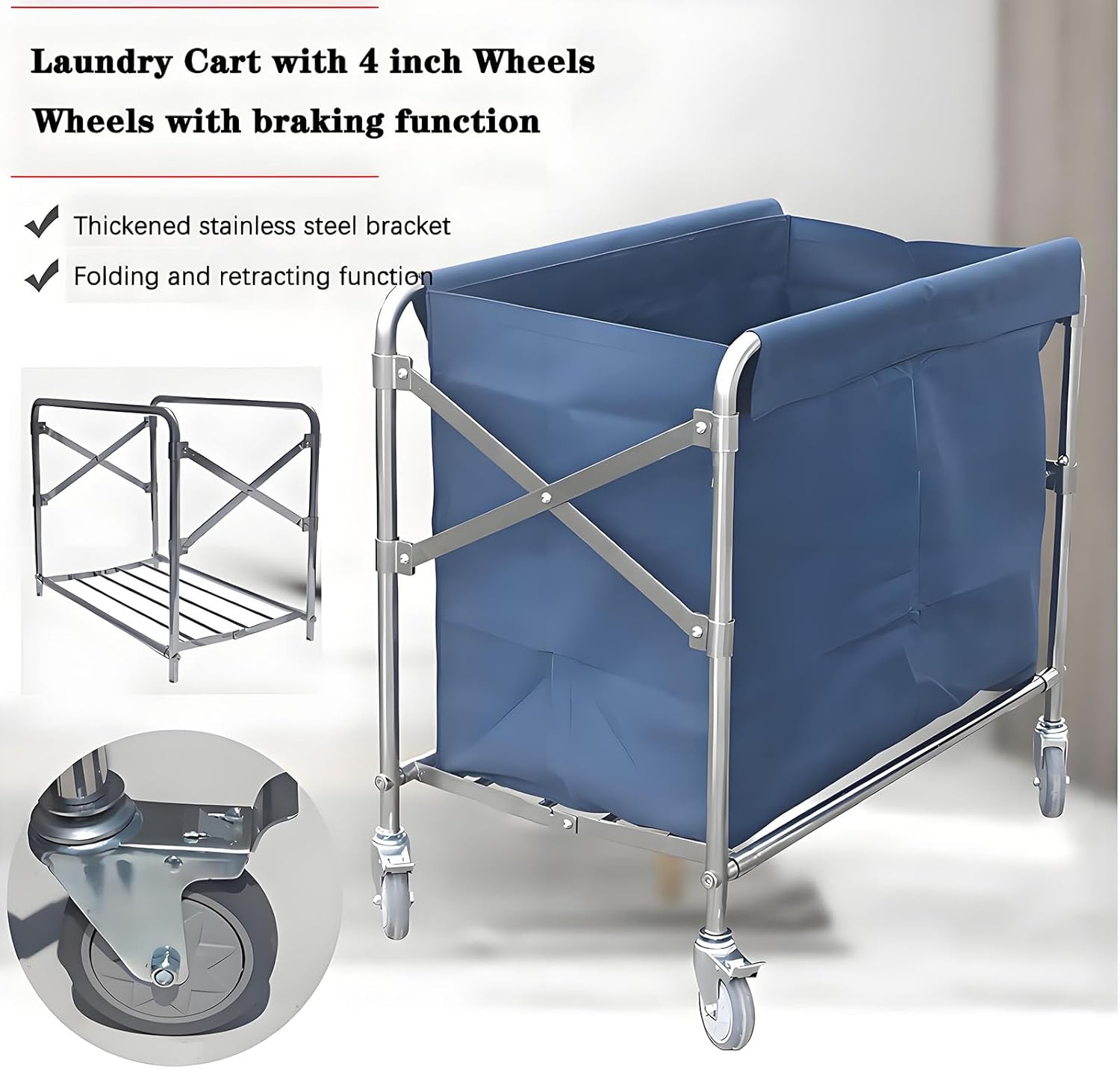 Rolling Collapsible Laundry Basket with Wheels