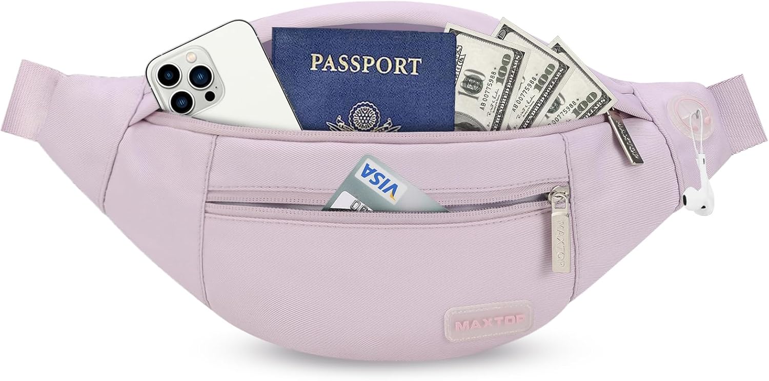 MAXTOP Large Crossbody Fanny Pack with 4-Zipper Pockets